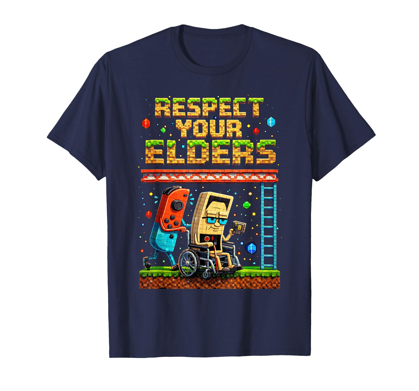 Respect Your Elders Retro Gaming Pixel Gamer Controller T-Shirt