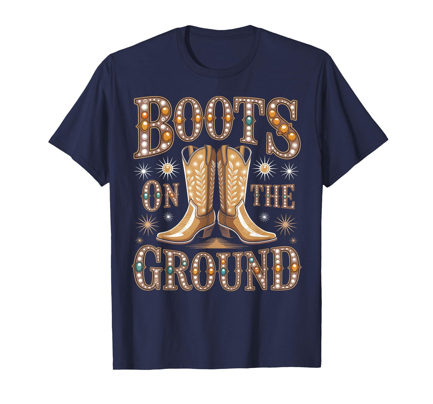 Boots On The Ground Black Cowgirl Western Where Them Fans At T-Shirt
