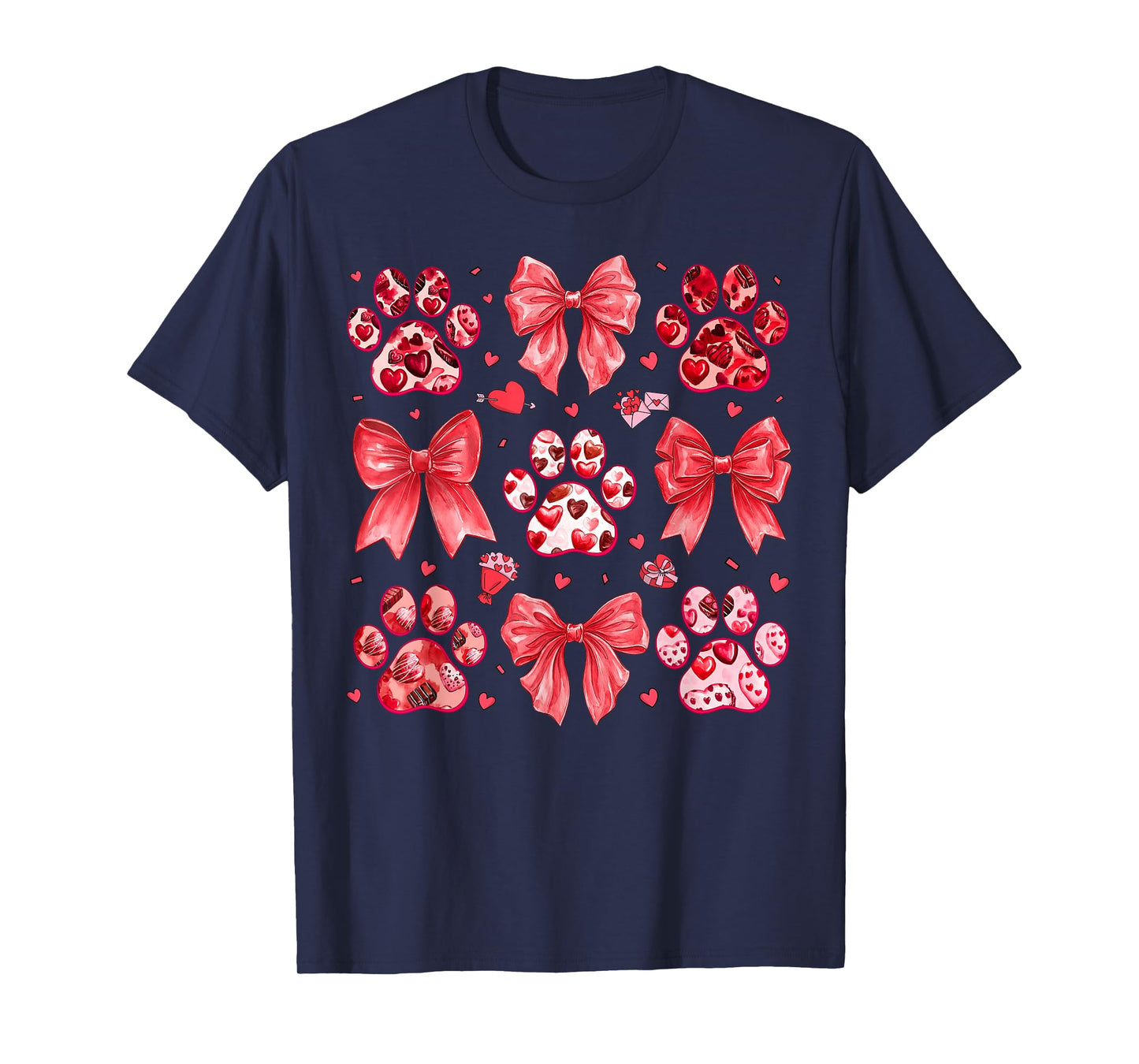 Happy Valentines Coquette Bow Dog Paw XOXO Pet Girl Women T-Shirt