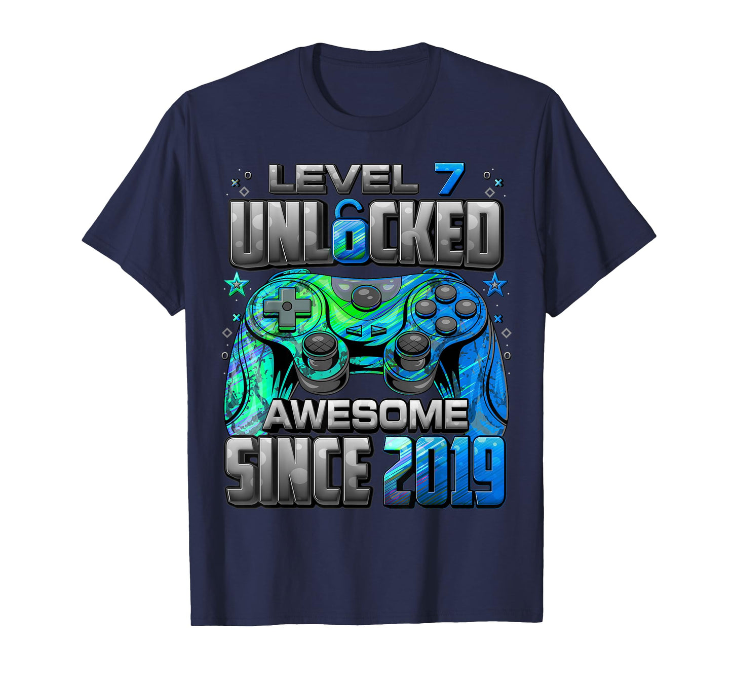 Level 7 Unlocked Awesome Since 2019 7th Birthday Gaming T-Shirt
