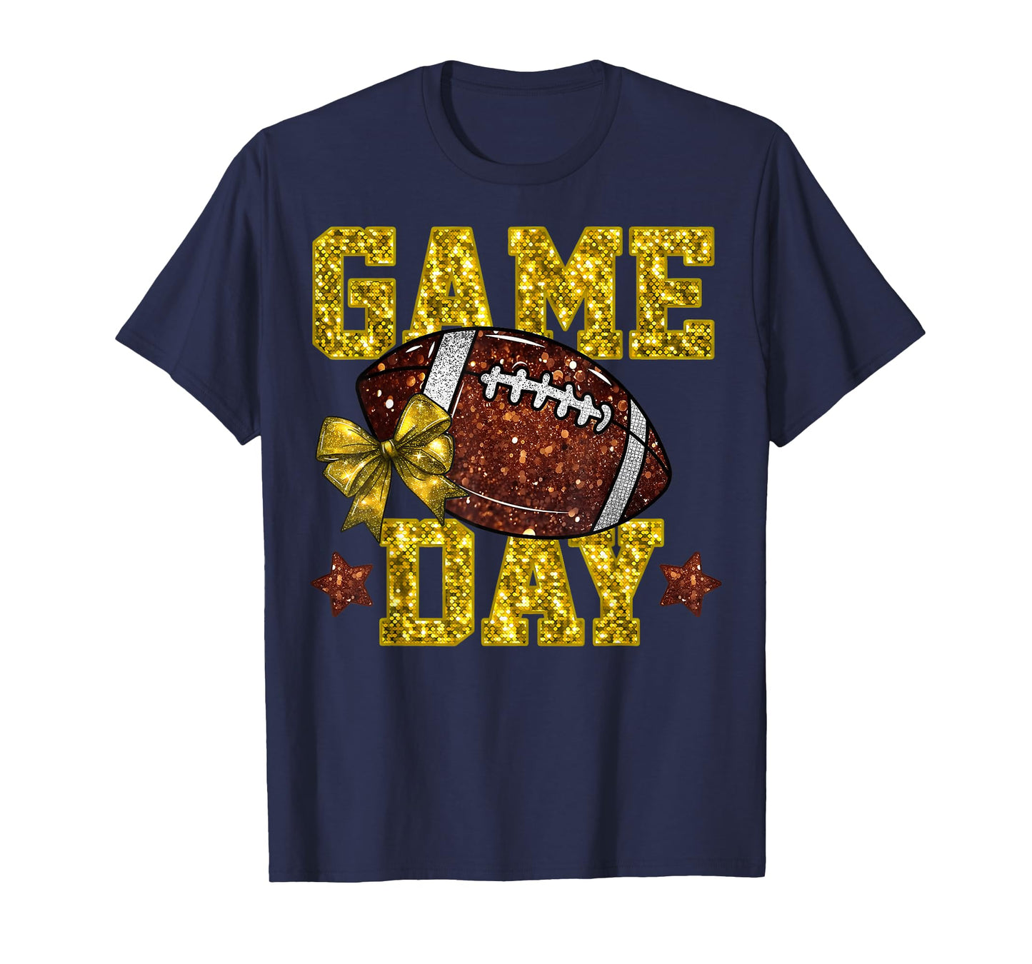 Game Day Football Yellow Coquette Bow Team Spirit Touchdown T-Shirt