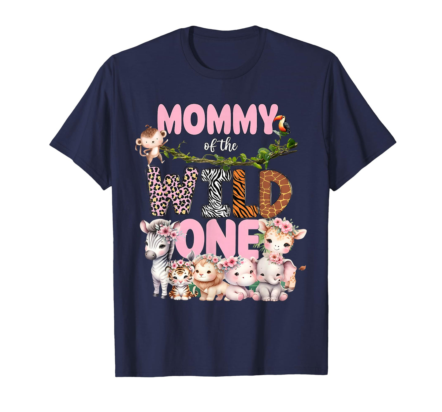 Mommy of The Wild One 1st Birthday Girl Kid Safari Jungle T-Shirt
