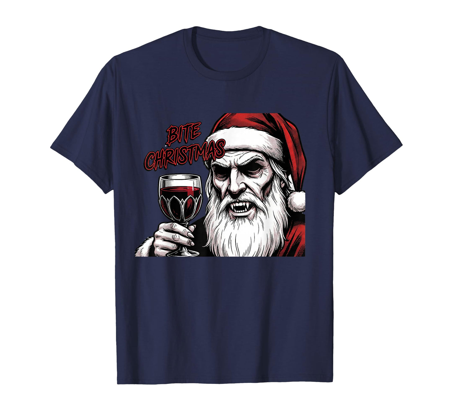 Bite Christmas Vampire Santa Claus Vintage Comic Book Style T-Shirt
