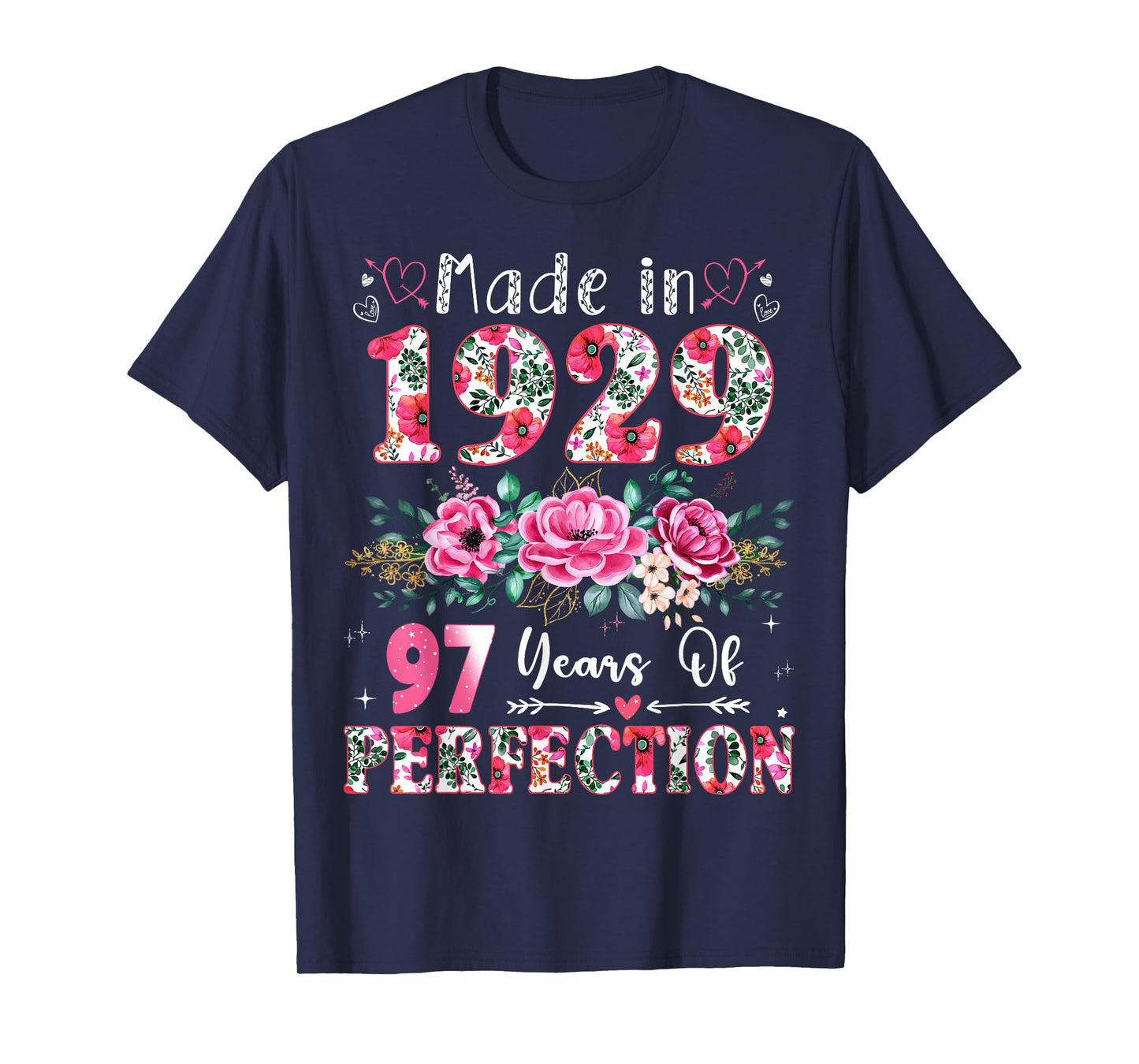 97 Year Old Made in 1929 Floral 97th Birthday Women T-Shirt