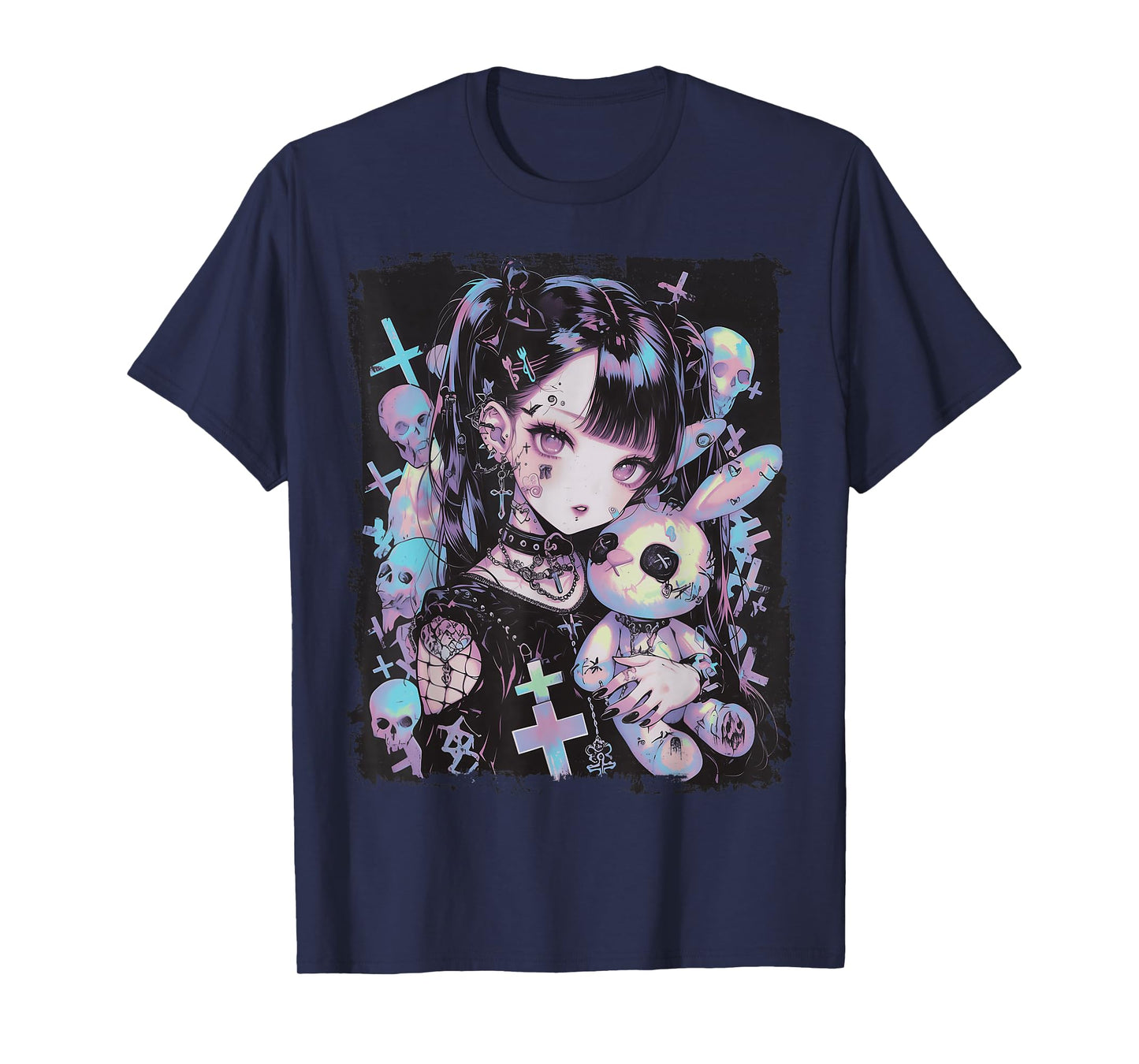 Anime Girl Goth Bunny Cute E-Girl Gothic Outfit Grunge T-Shirt