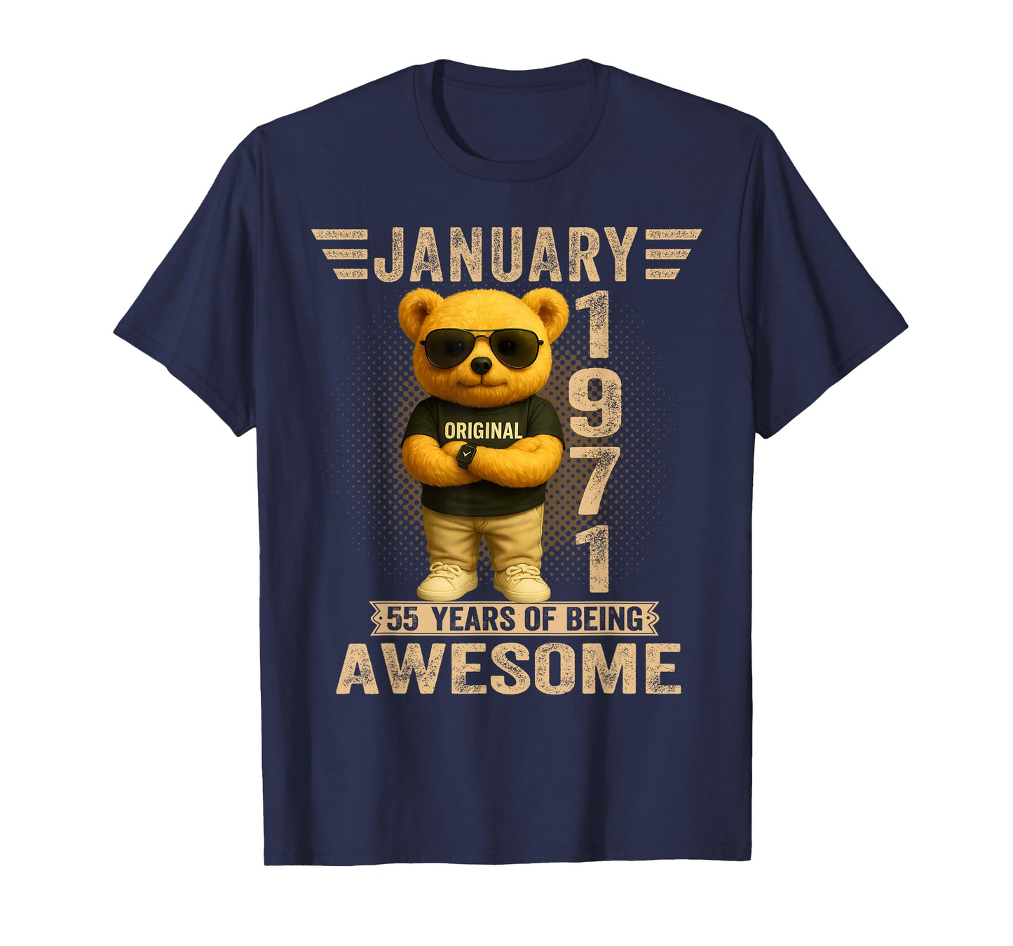55 Year Old January 1971 Teddy Bear 55th Birthday Men Women T-Shirt