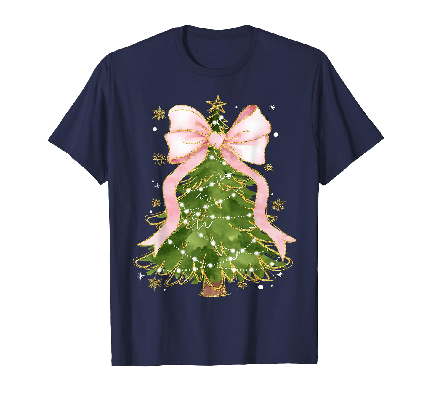 Coquette Bow Christmas Tree Xmas Holiday Girly Outfit Women T-Shirt