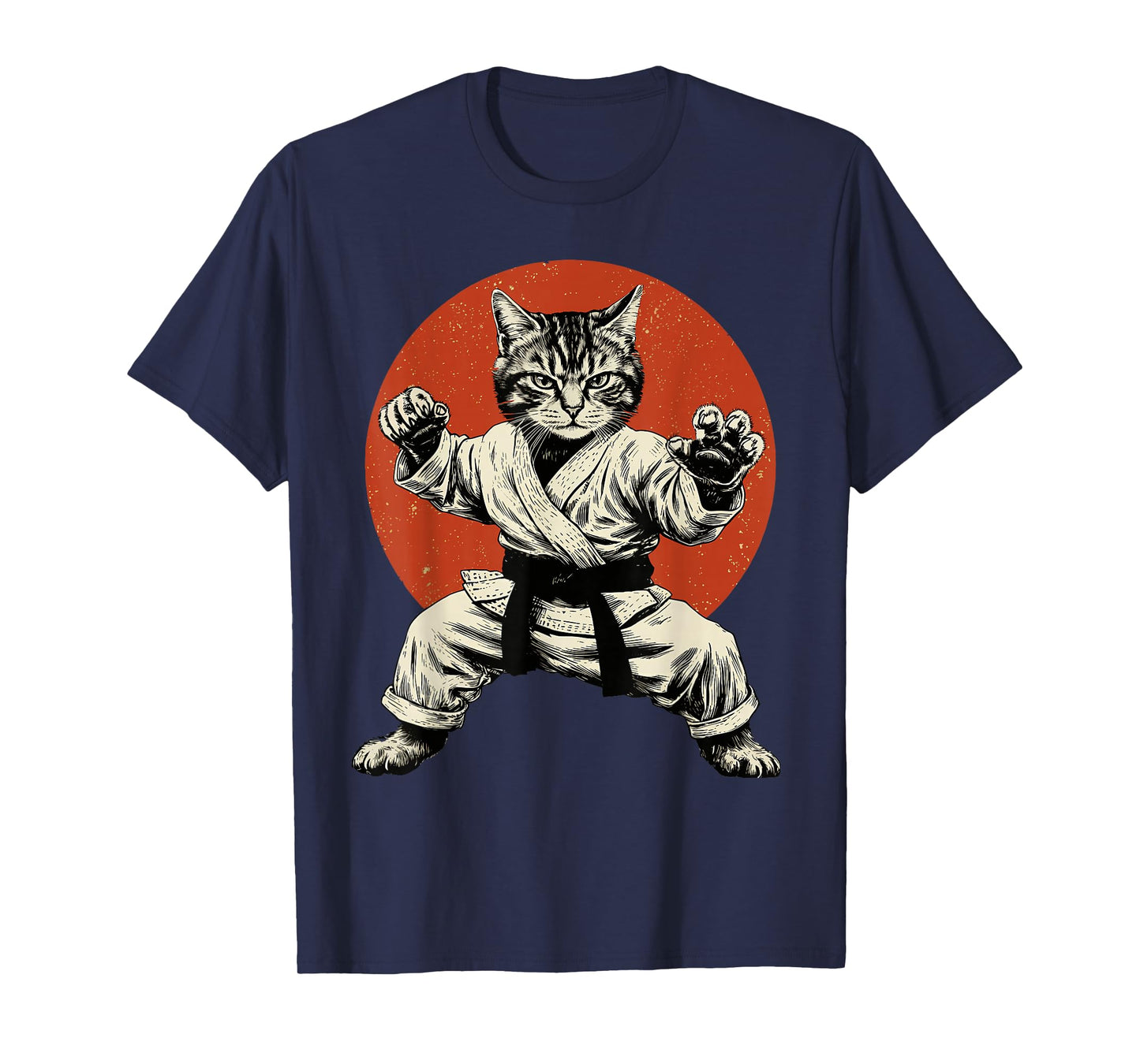Martial Arts Cat Karate Judo Japanese Flag Funny Japan Anime T-Shirt