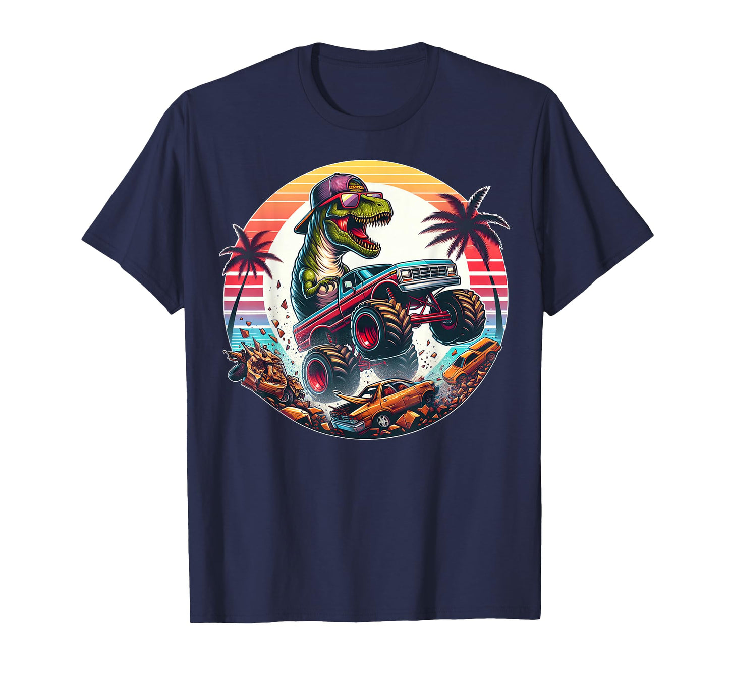 T-rex Dinosaur Monster Truck Vintage Kids Youth Toddlers Jam T-Shirt