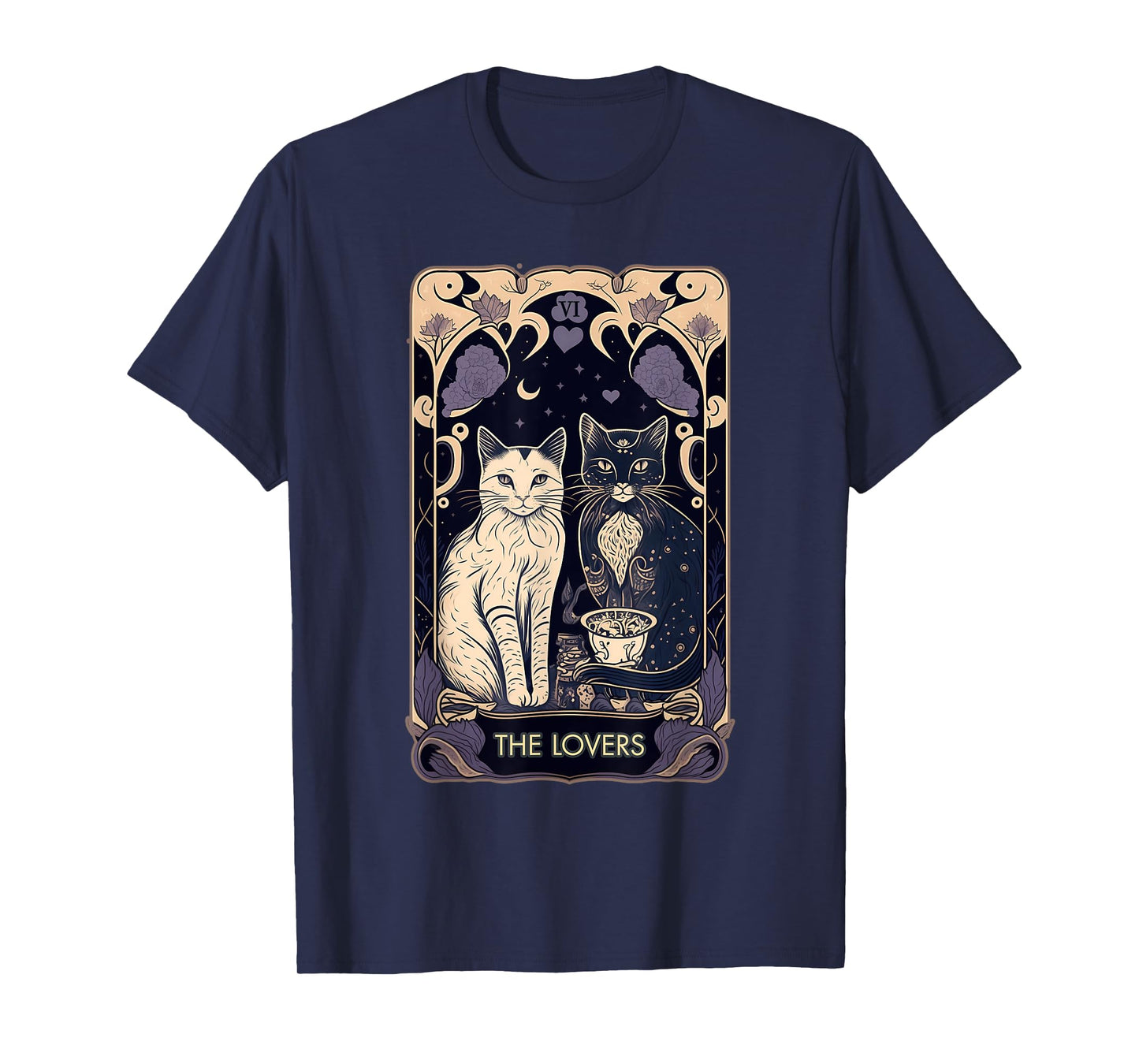 Cute Cat The Lovers Tarot Card Cat Tarot Card Graphic T-Shirt