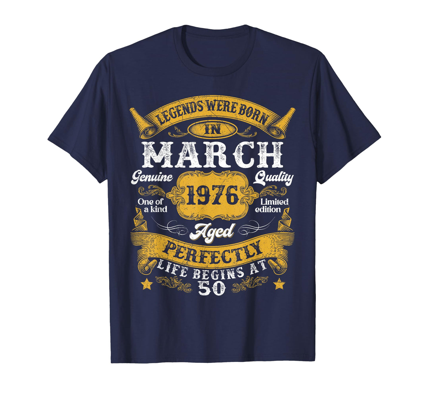Legends were Born in March 1976 Vintage 50th Birthday Men T-Shirt