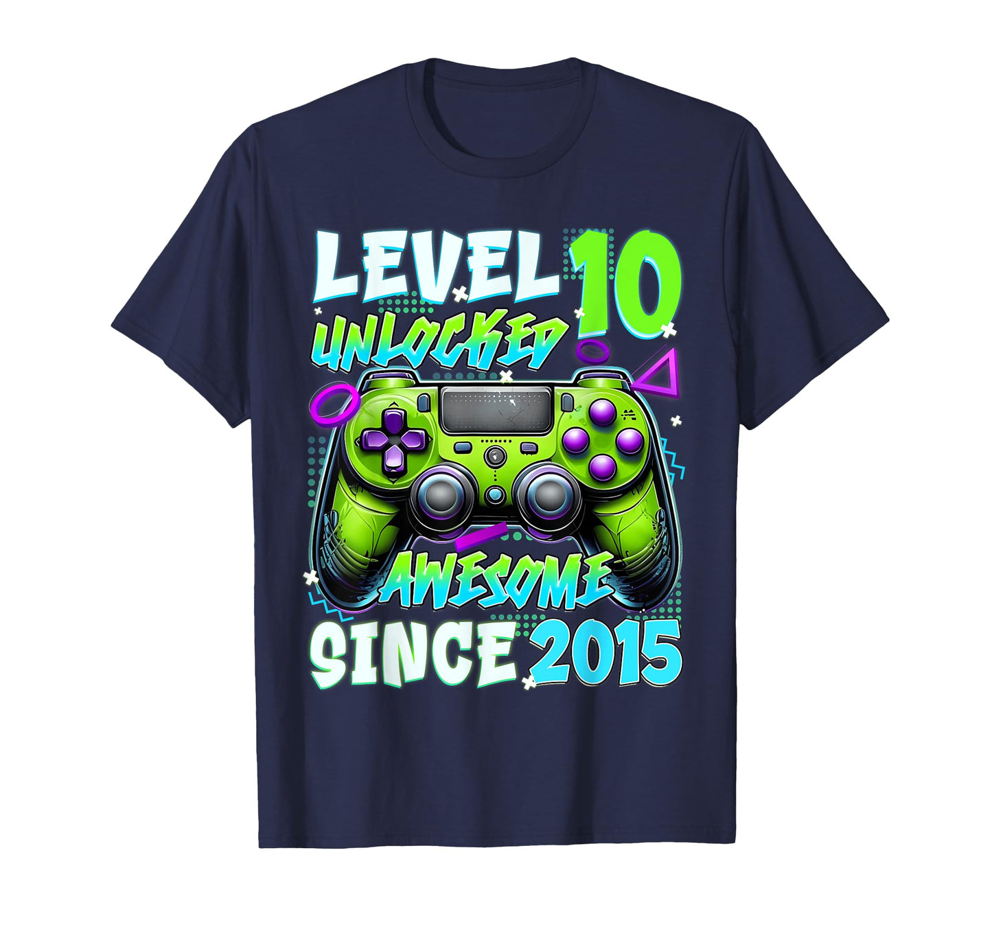 10th Birthday Game Level 10 Unlocked Awesome Since 2015 T-Shirt