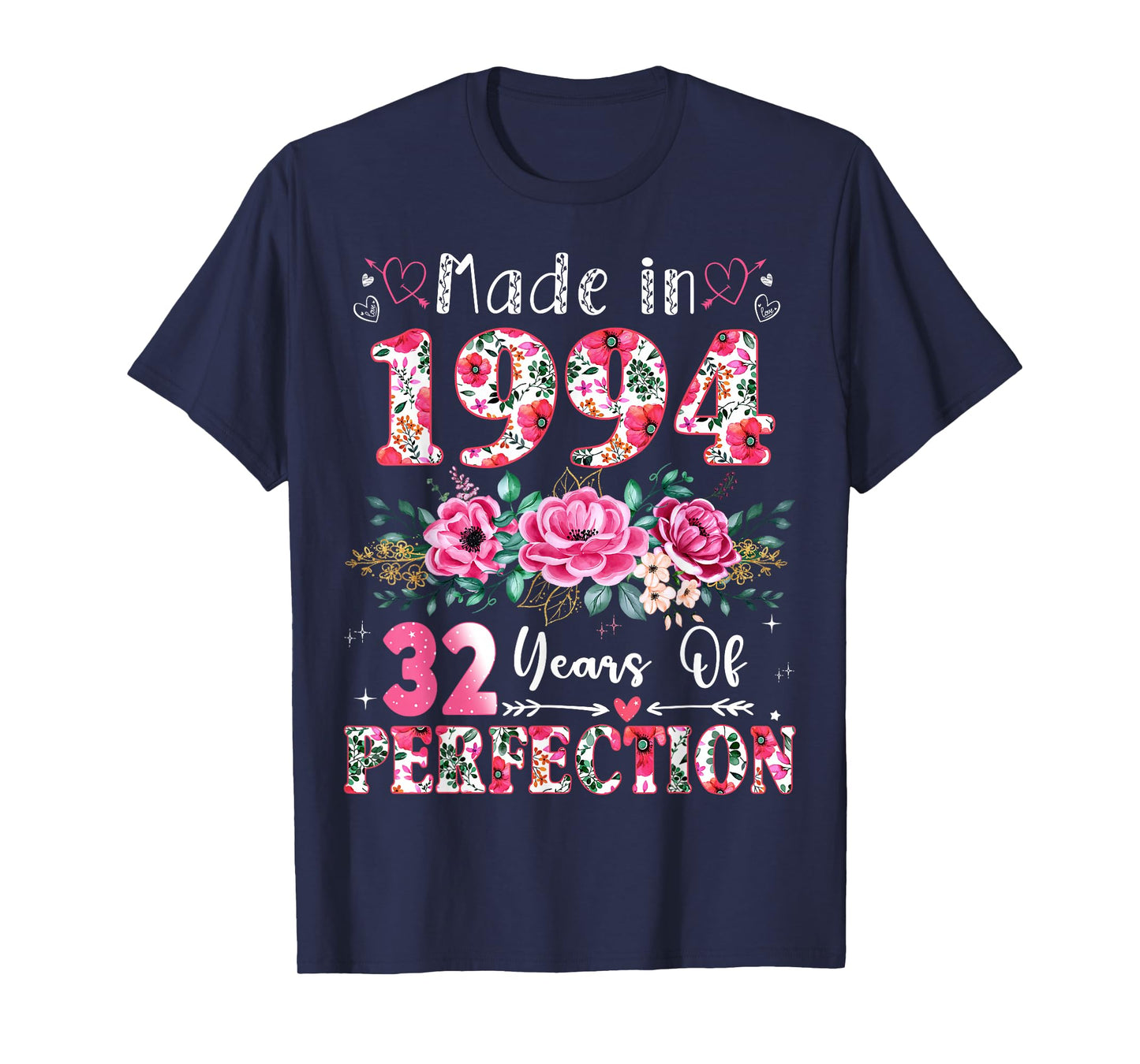 32 Year Old Made in 1994 Floral 32th Birthday Women T-Shirt
