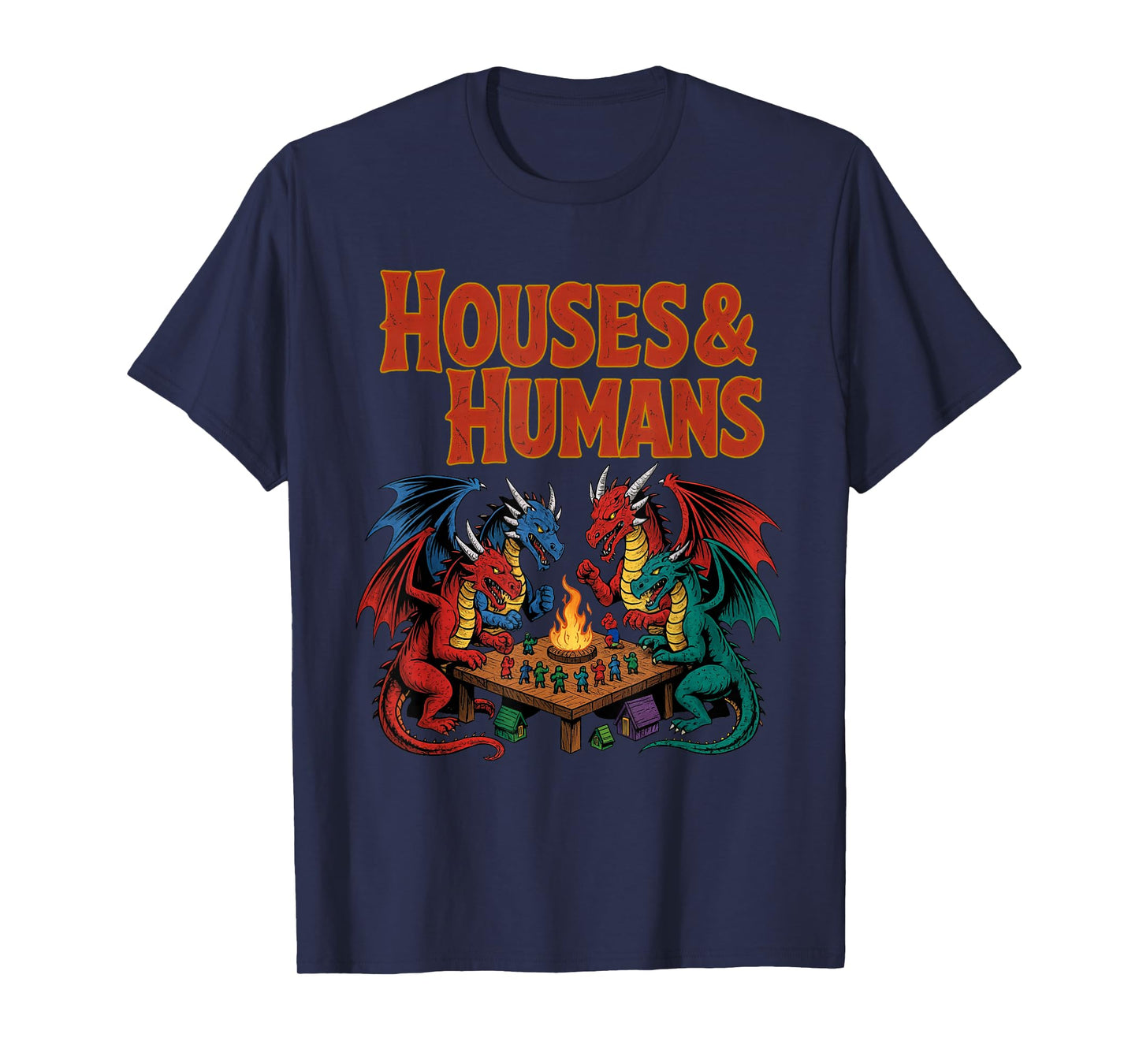 Gaming Houses Humans Funny RPG Parody Gamer Men Boys Kids T-Shirt