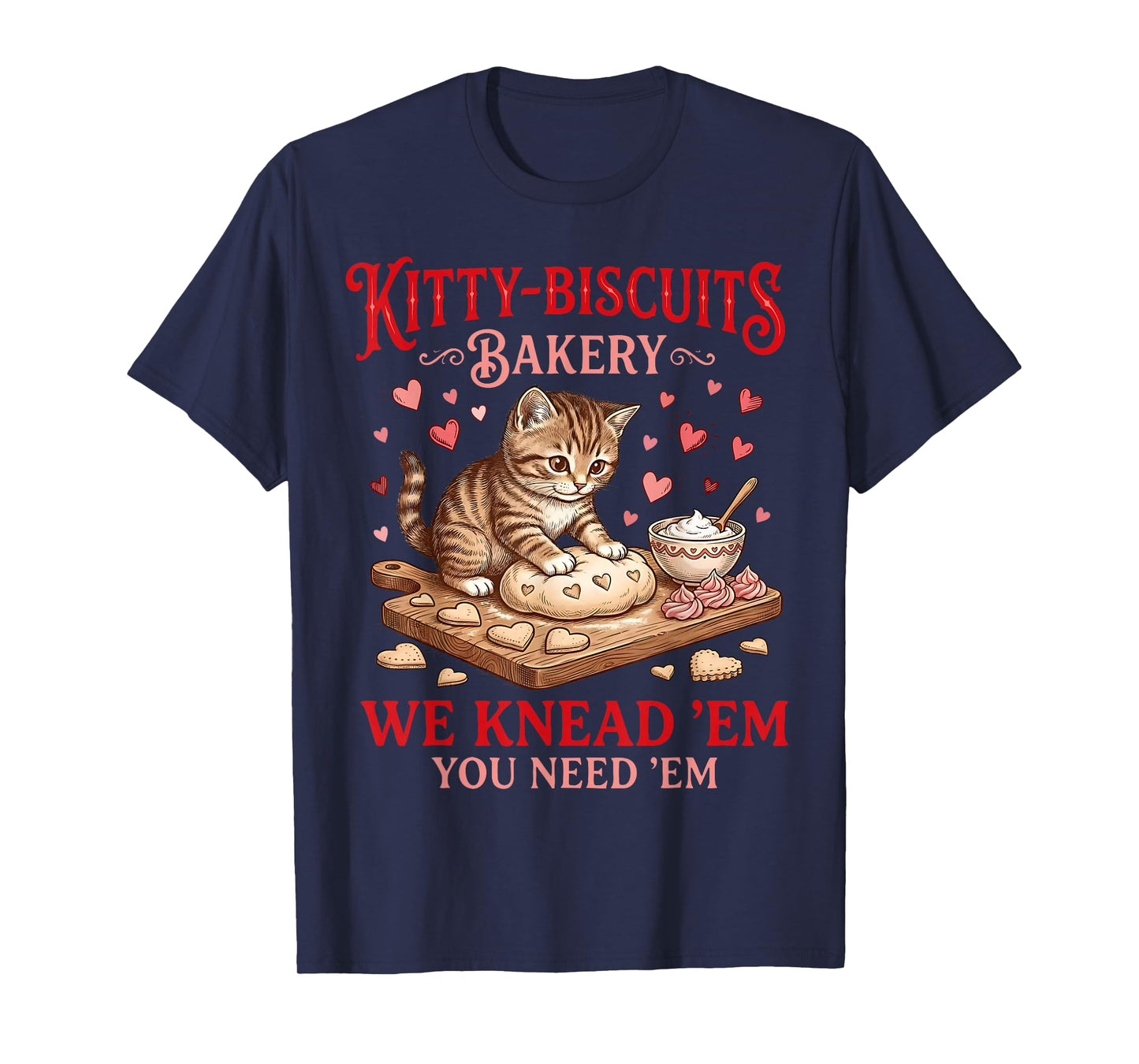 Valentines Cat Kitty Biscuits Bakery Kitten Baking Cookies T-Shirt