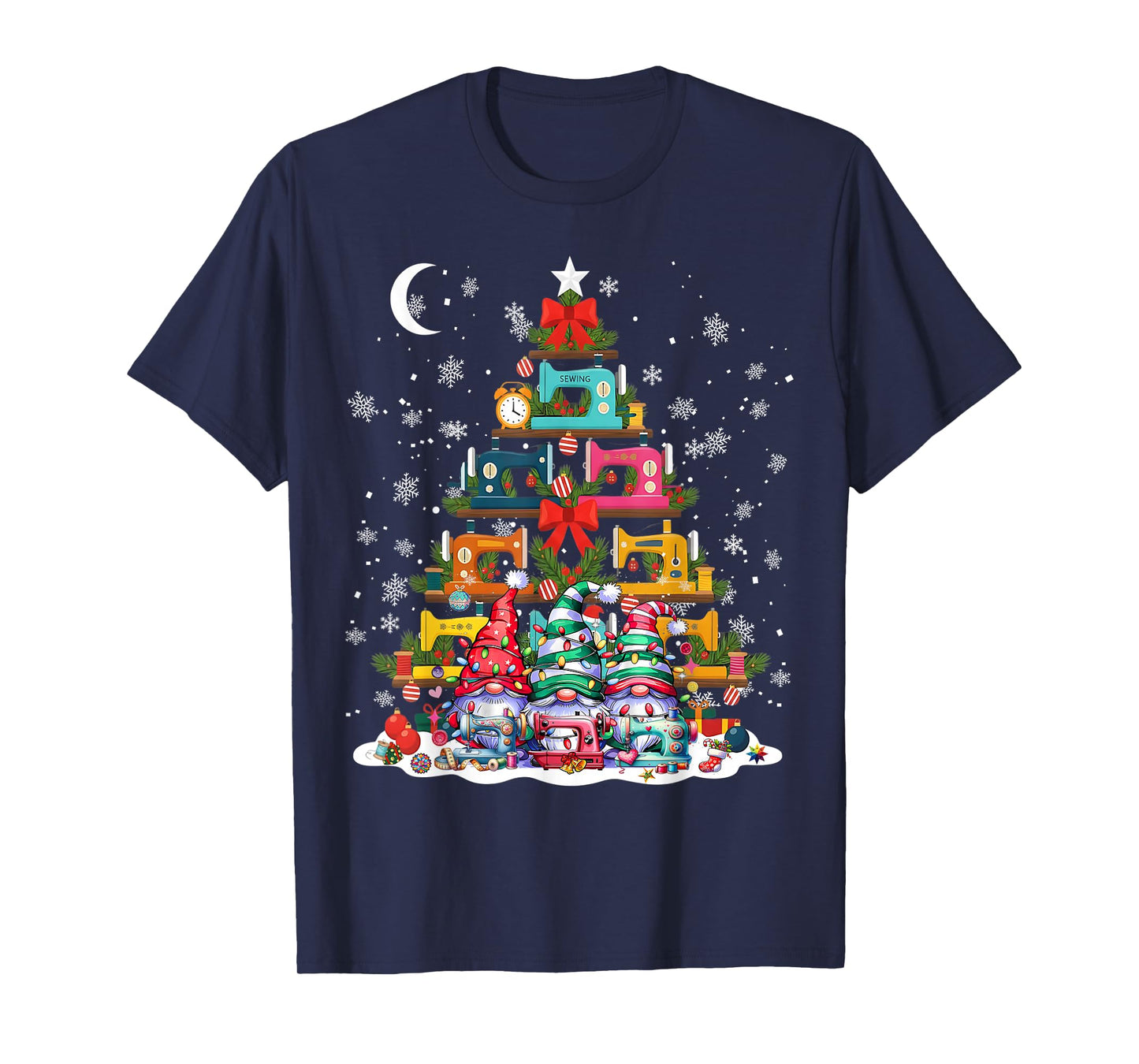Cute Sewing Quilting Sewing Machine Christmas Tree Christmas T-Shirt