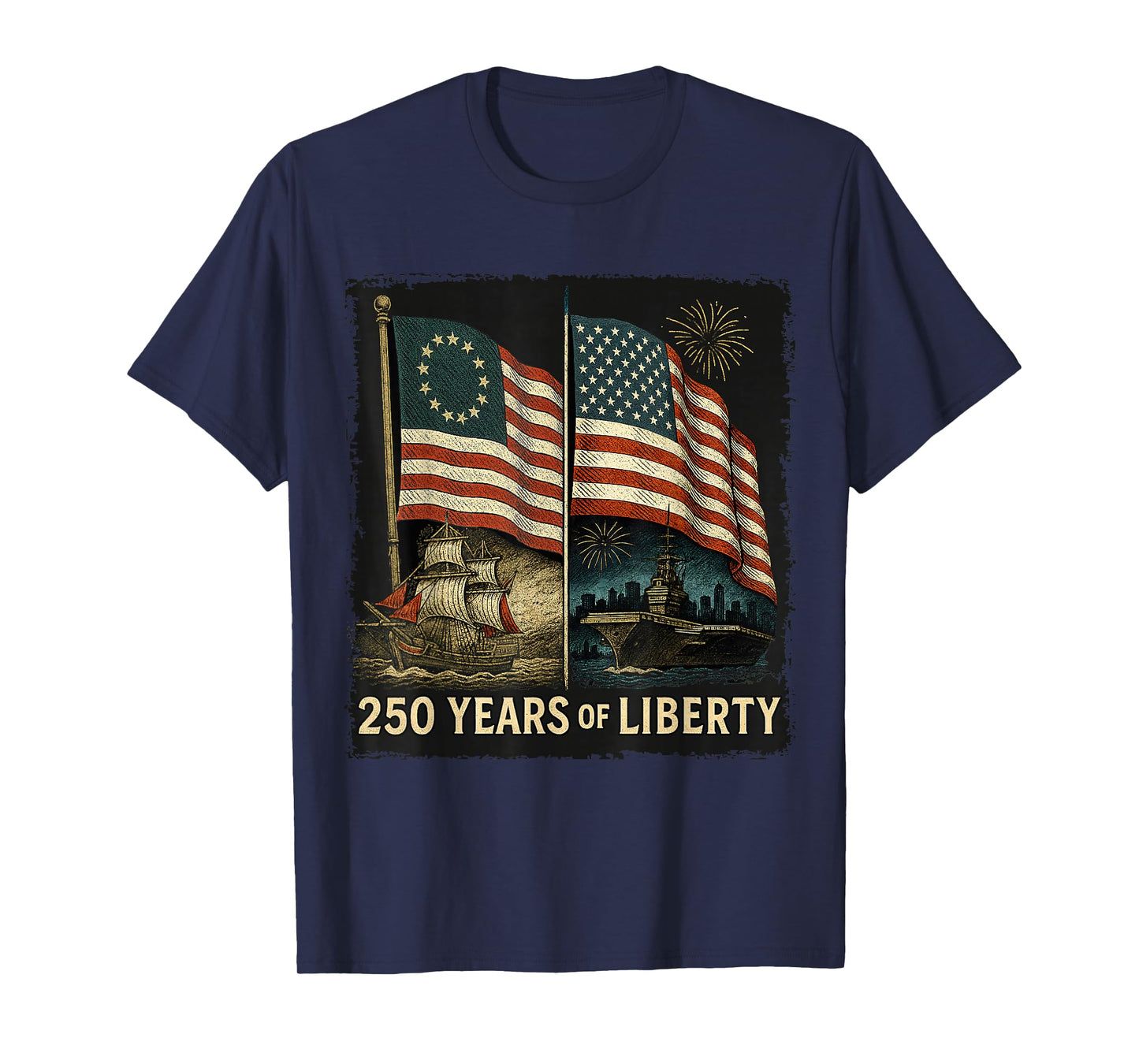 Betsy Ross Flag 250 Years of Liberty 250th Birthday T-Shirt