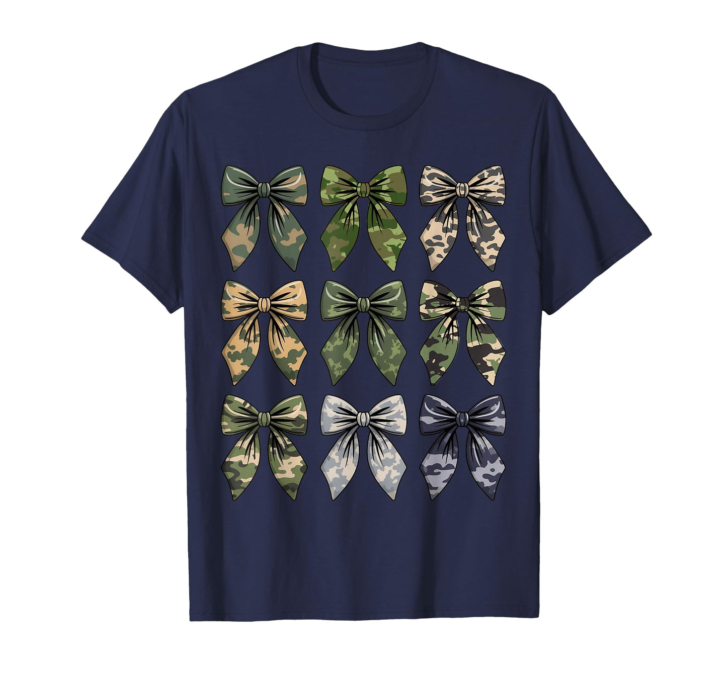 Camouflage Bow Women Girls Teens Coquette Bow Camo Hunting T-Shirt