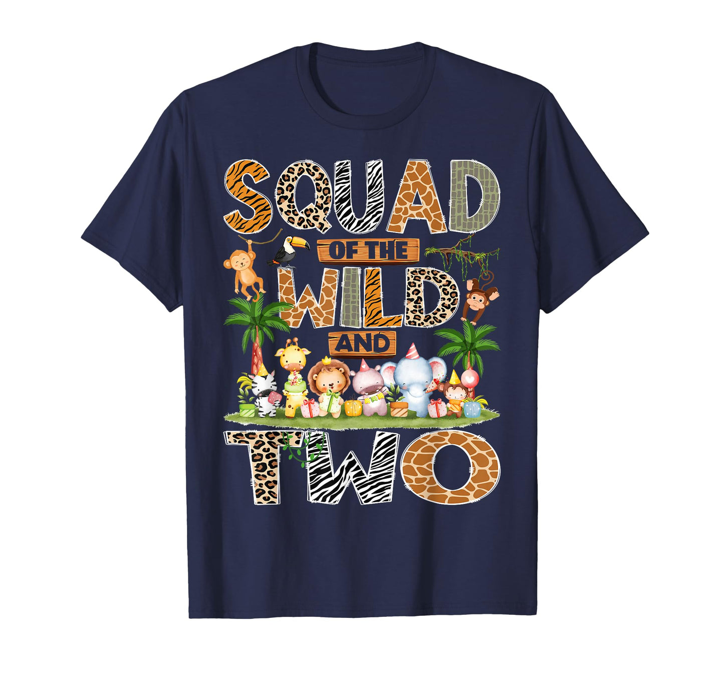 Squad of The Wild & Two 2nd Birthday Boy Safari Jungle T-Shirt