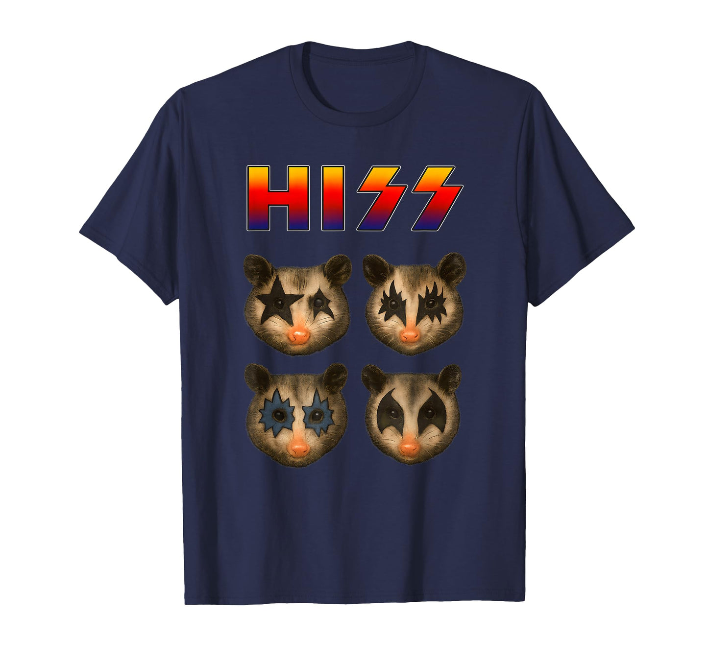 Hiss Funny Possum Kittens Rock Rocking Music Raccoons T-Shirt