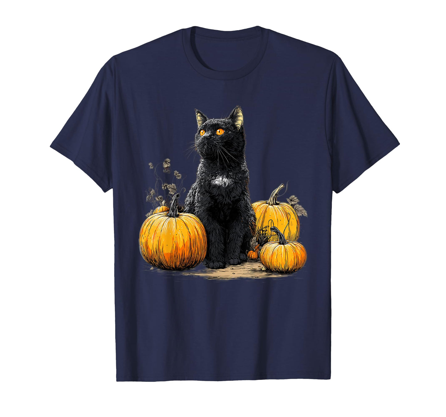 Black Cat Funny Halloween Pumpkin Cat Lover Cat Mom Dad T-Shirt