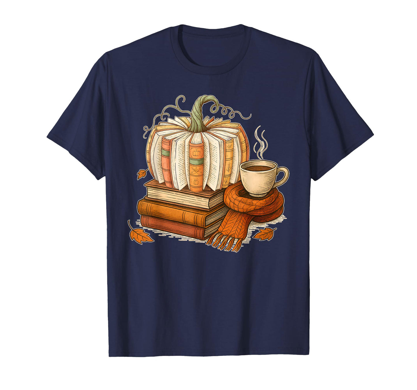 Fall Book Pumpkin Halloween Reading Book Lovers Women Men T-Shirt