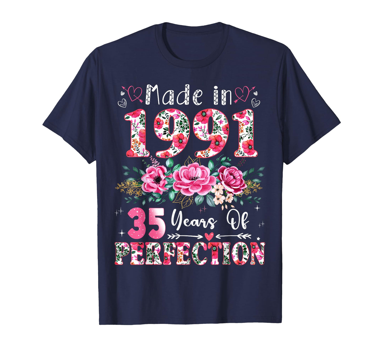 35 Year Old Made in 1991 Floral 35th Birthday Women T-Shirt