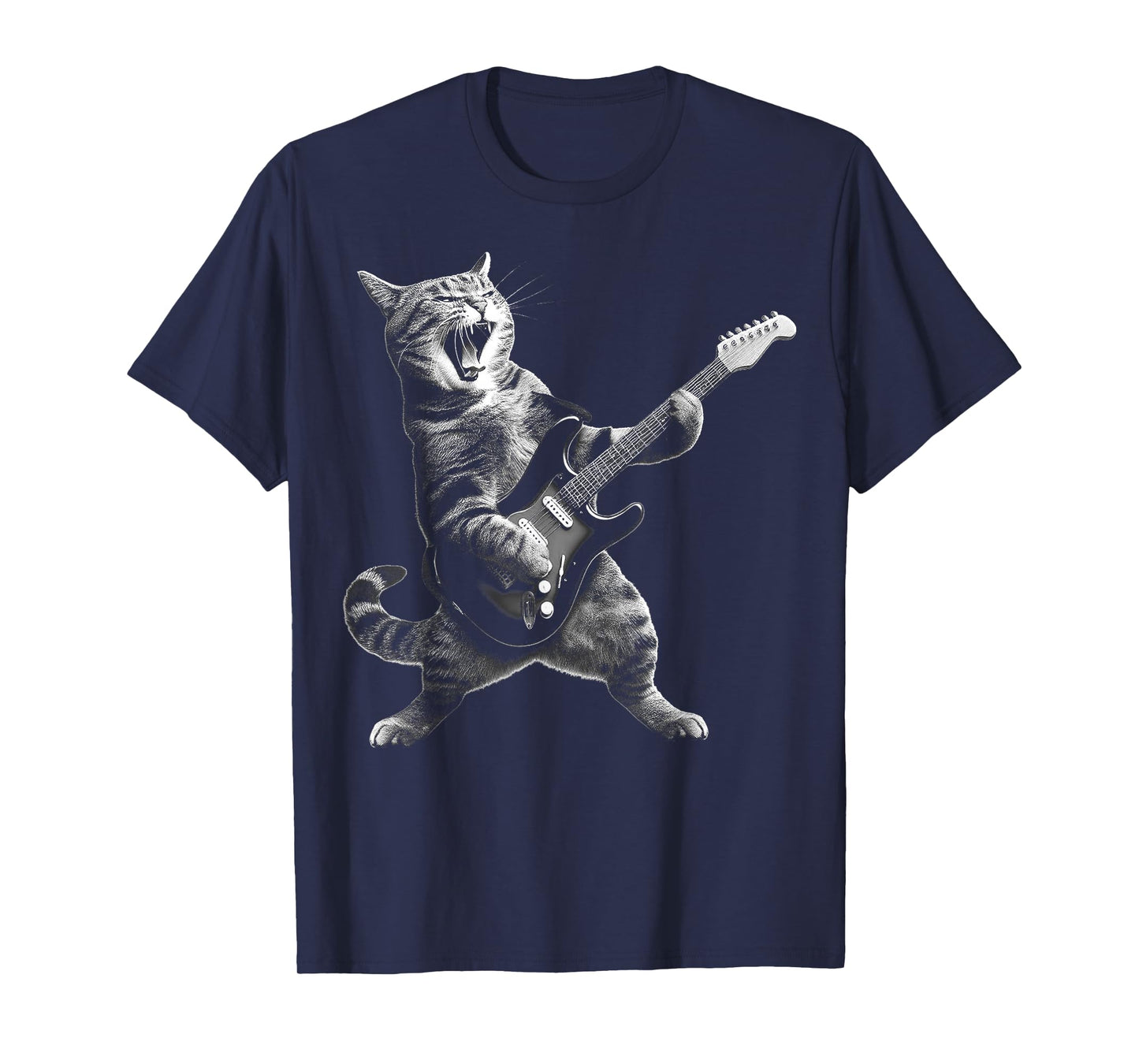 Cat Playing Guitar Rock and Roll Rock Star For Men Women Kid T-Shirt