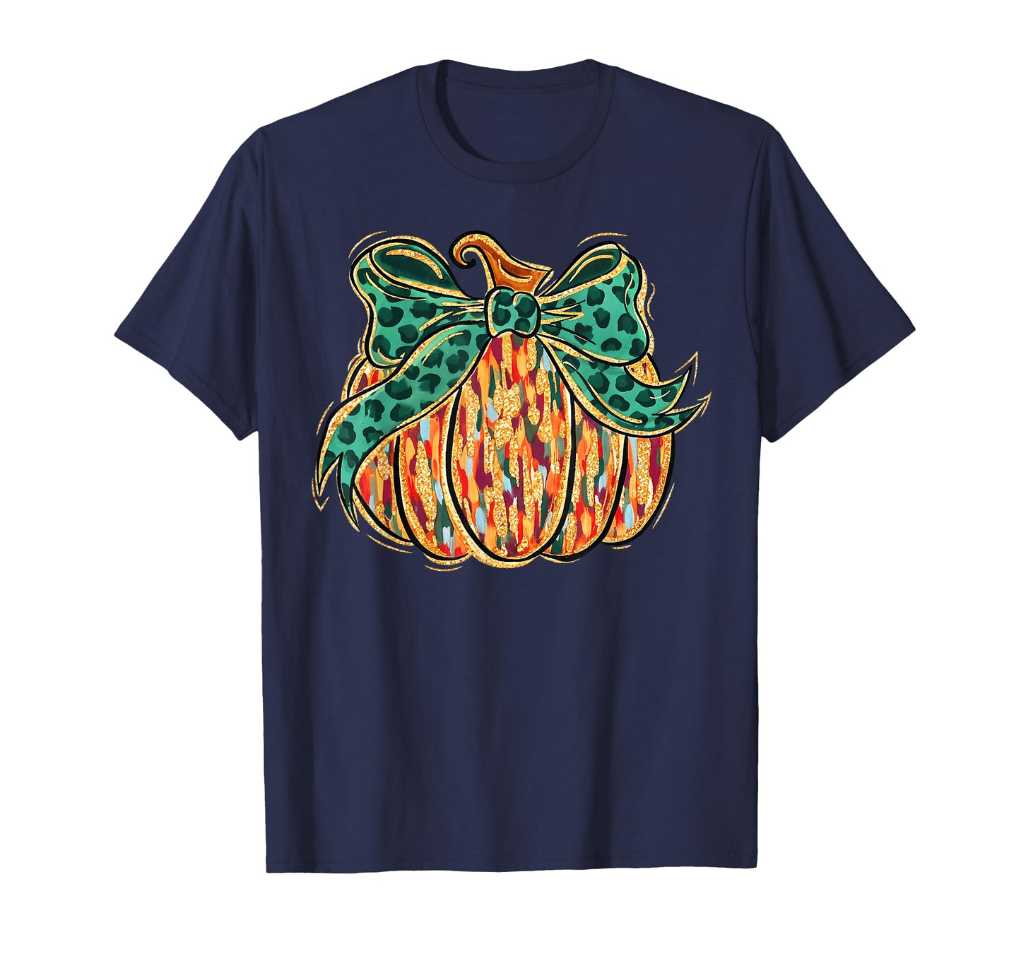 Fall Pumpkin Spice Halloween Thanksgiving Coquette Bow Girly T-Shirt