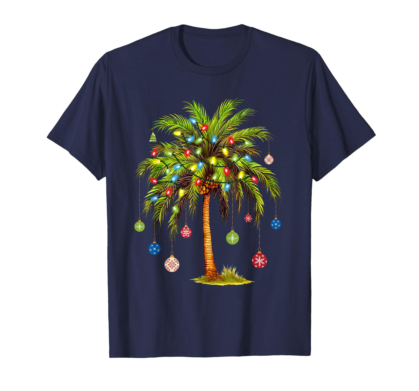 Christmas Palm Tree Light Hawaiian Tropical Xmas T-Shirt