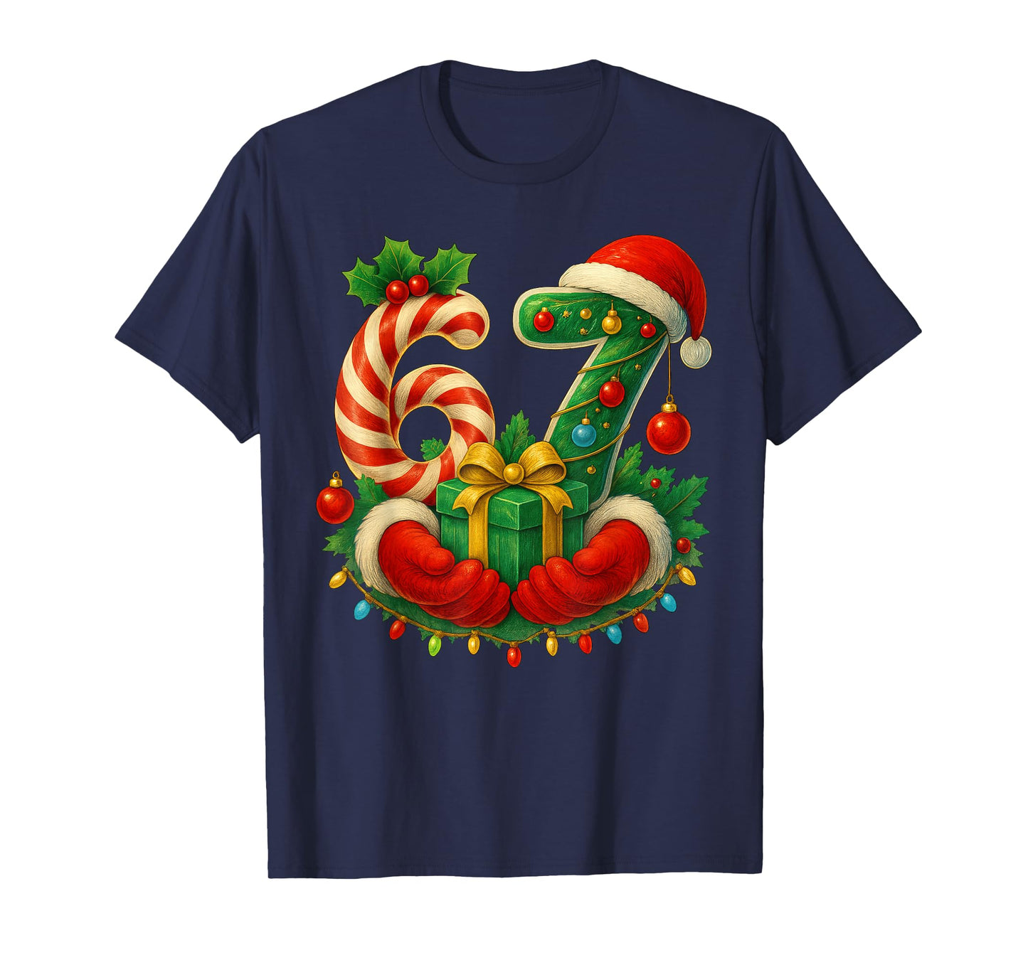 Funny 6 7 Meme 67 Gen Alpha 6 7 Hands Family Kids Christmas T-Shirt