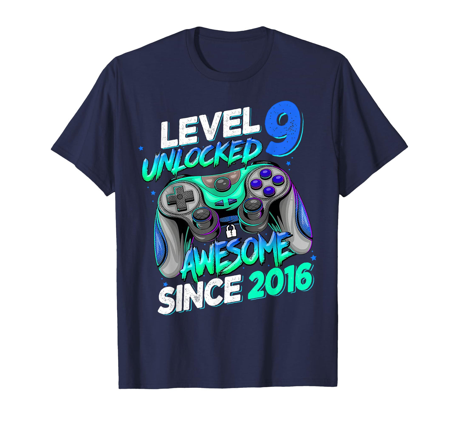 Level 9 Unlocked Awesome Since 2016 9th Birthday Gaming T-Shirt