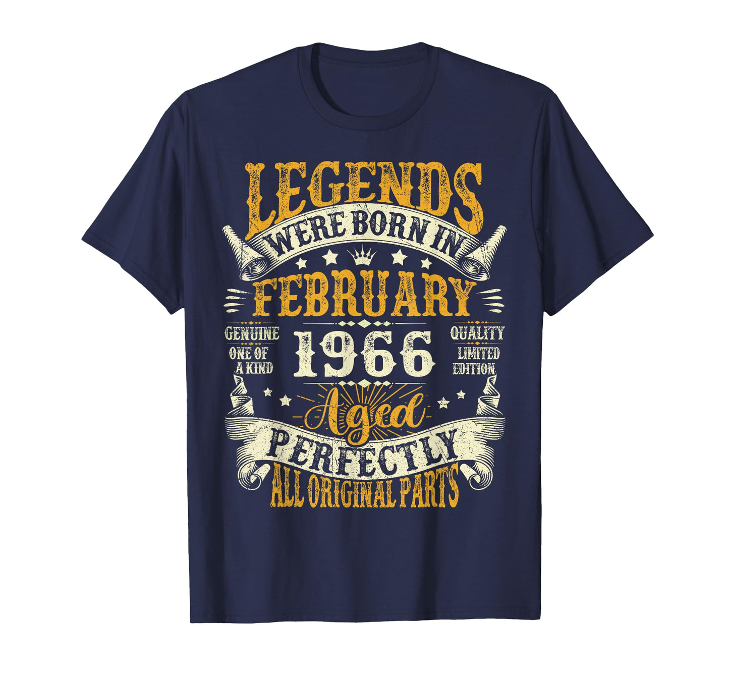 Legends were Born in February 1966 Vintage 60th Birthday Men T-Shirt