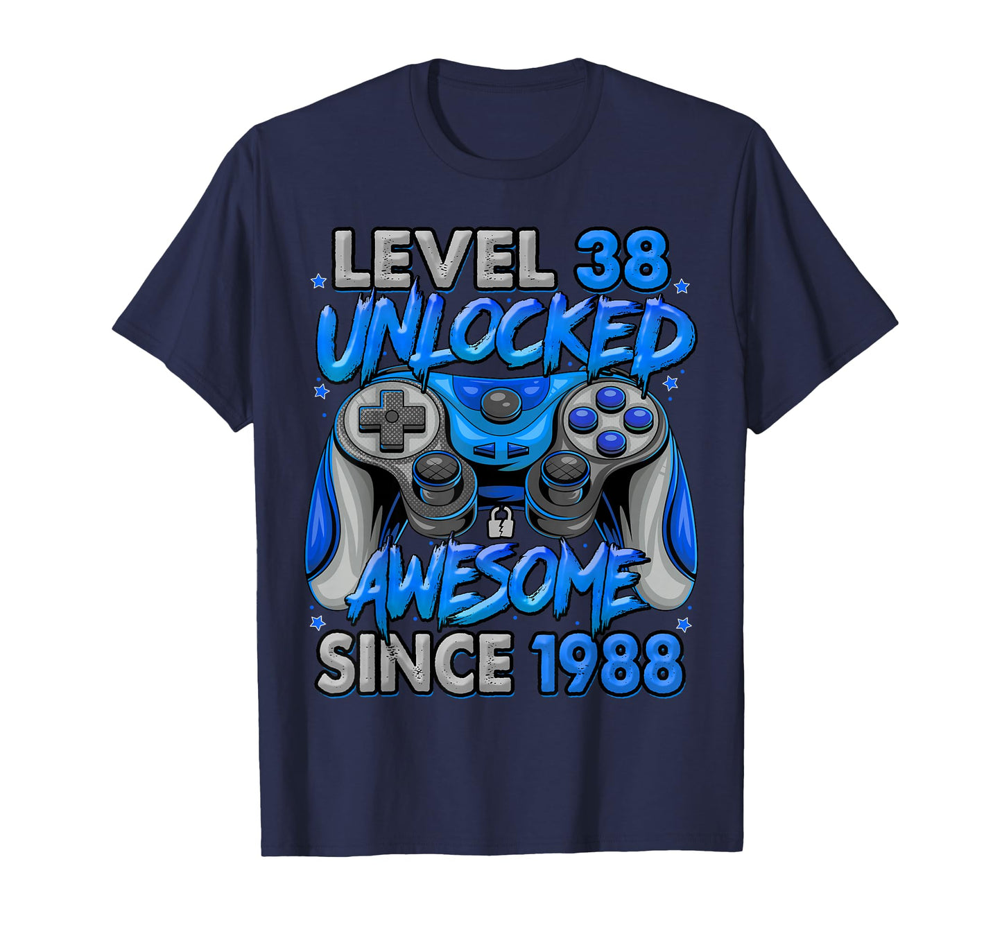 Level 38 Unlocked Awesome Since 1988 38th Birthday Gaming T-Shirt