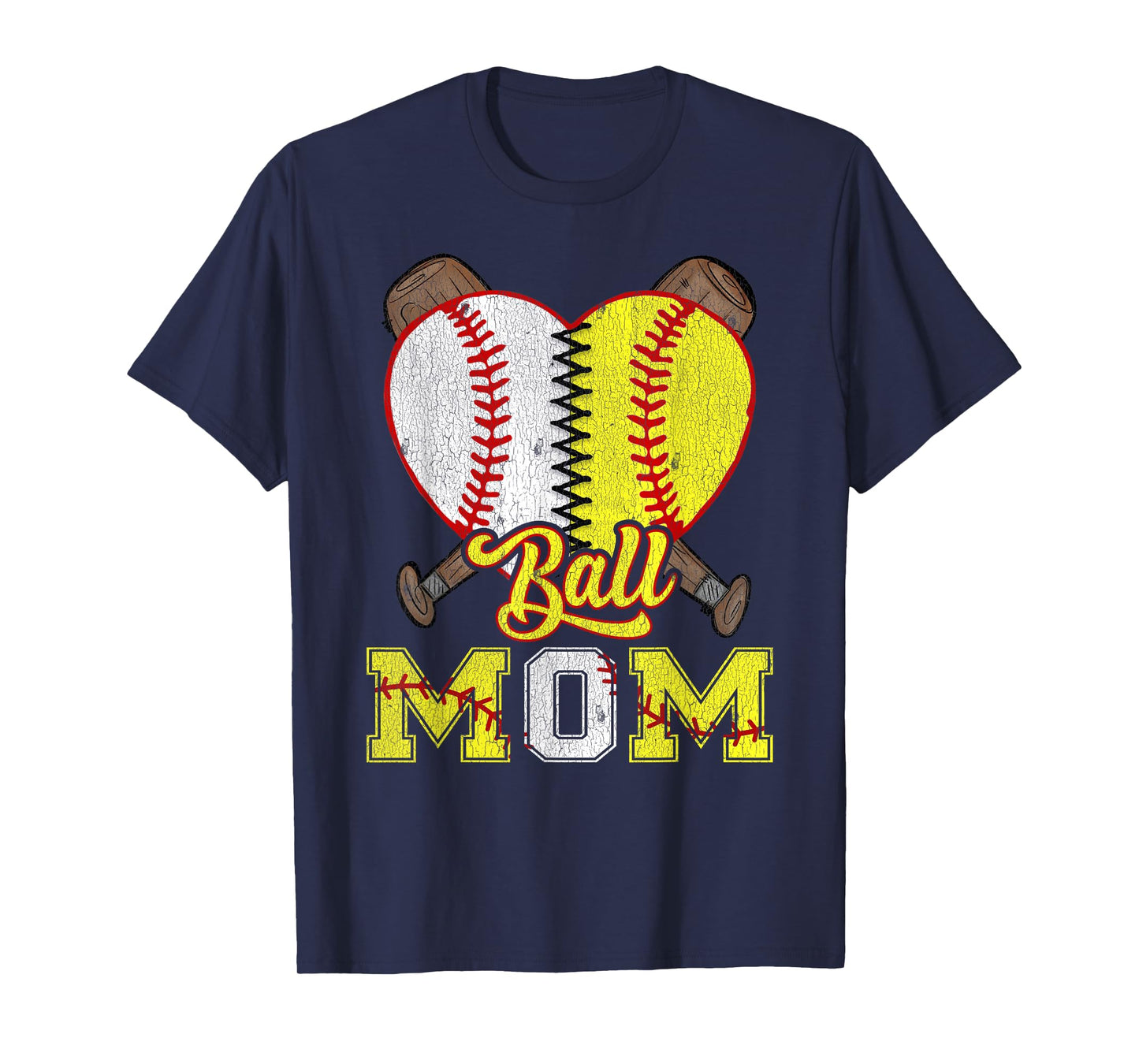 Mom Of Both Ball Mom Half Softball Half Baseball T-Shirt