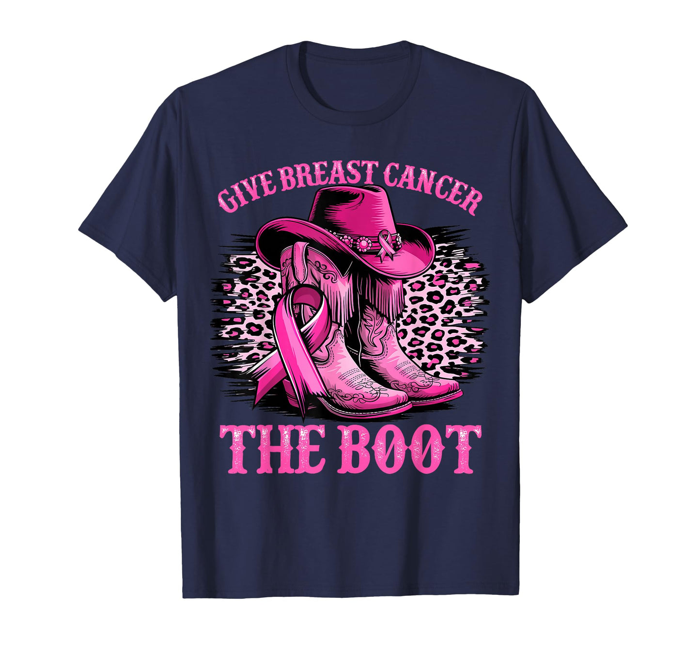 Cowgirl Western Give Breast Cancer The Boot Pink Ribbon T-Shirt