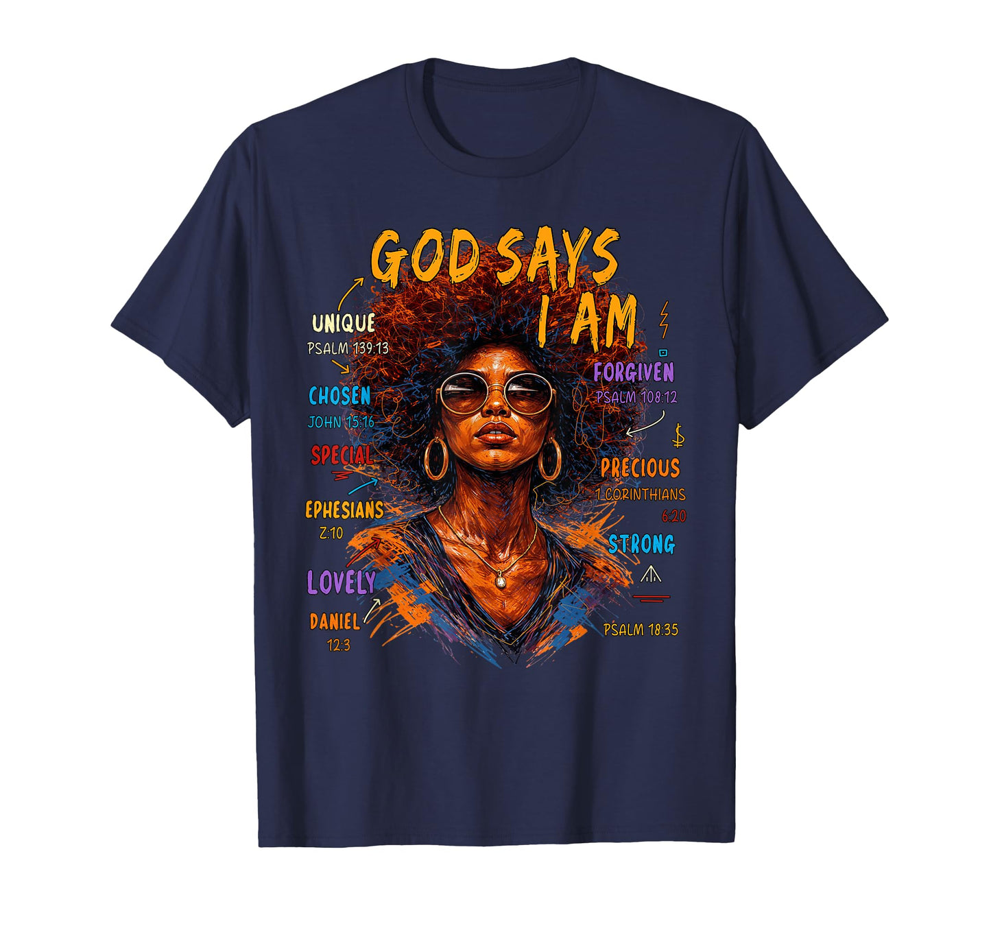 Womens Black Girl Queen God Says I Am Melanin History Month T-Shirt