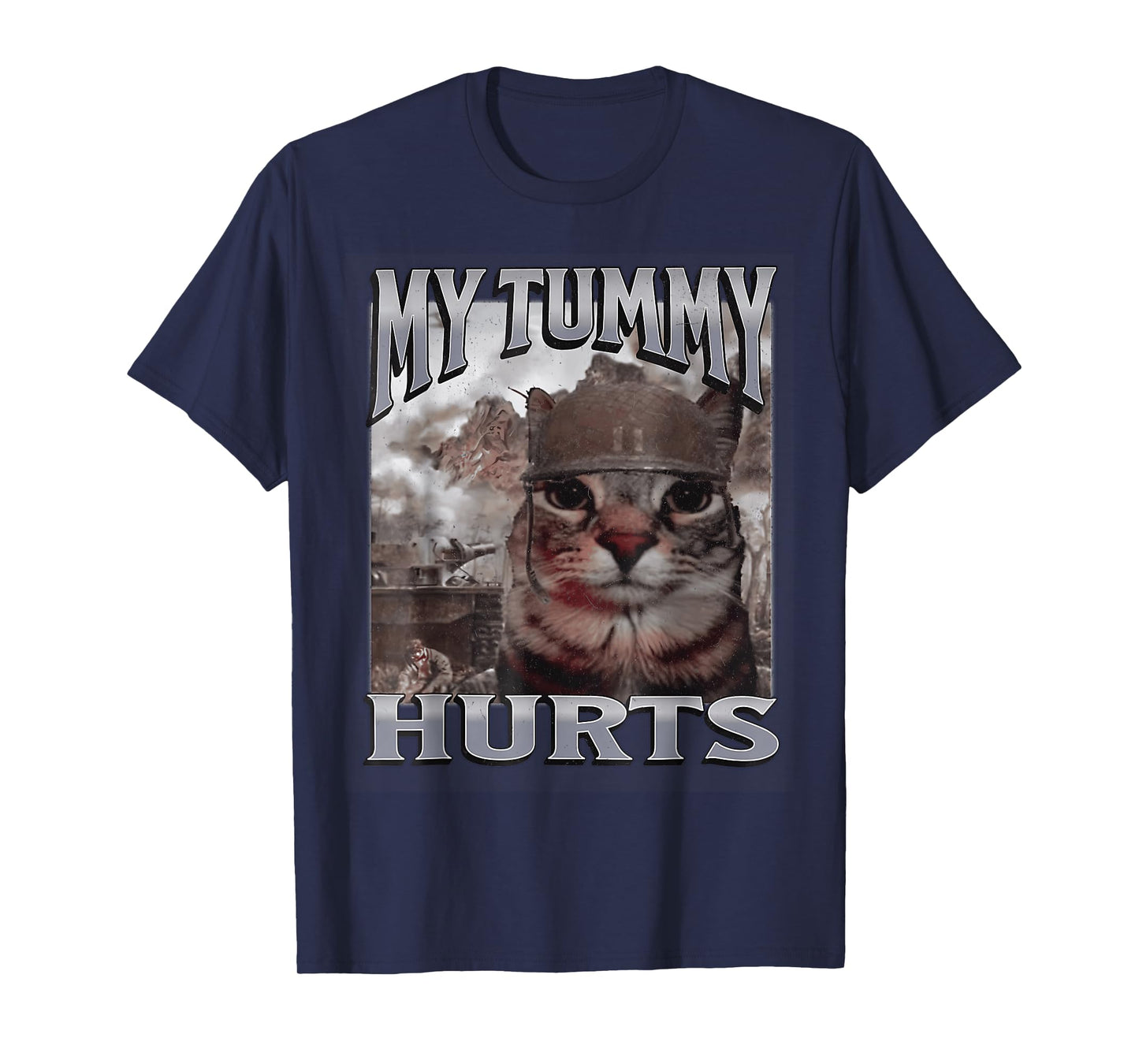 My Tummy Hurts Funny Cat Meme Bootleg Graphic T-Shirt