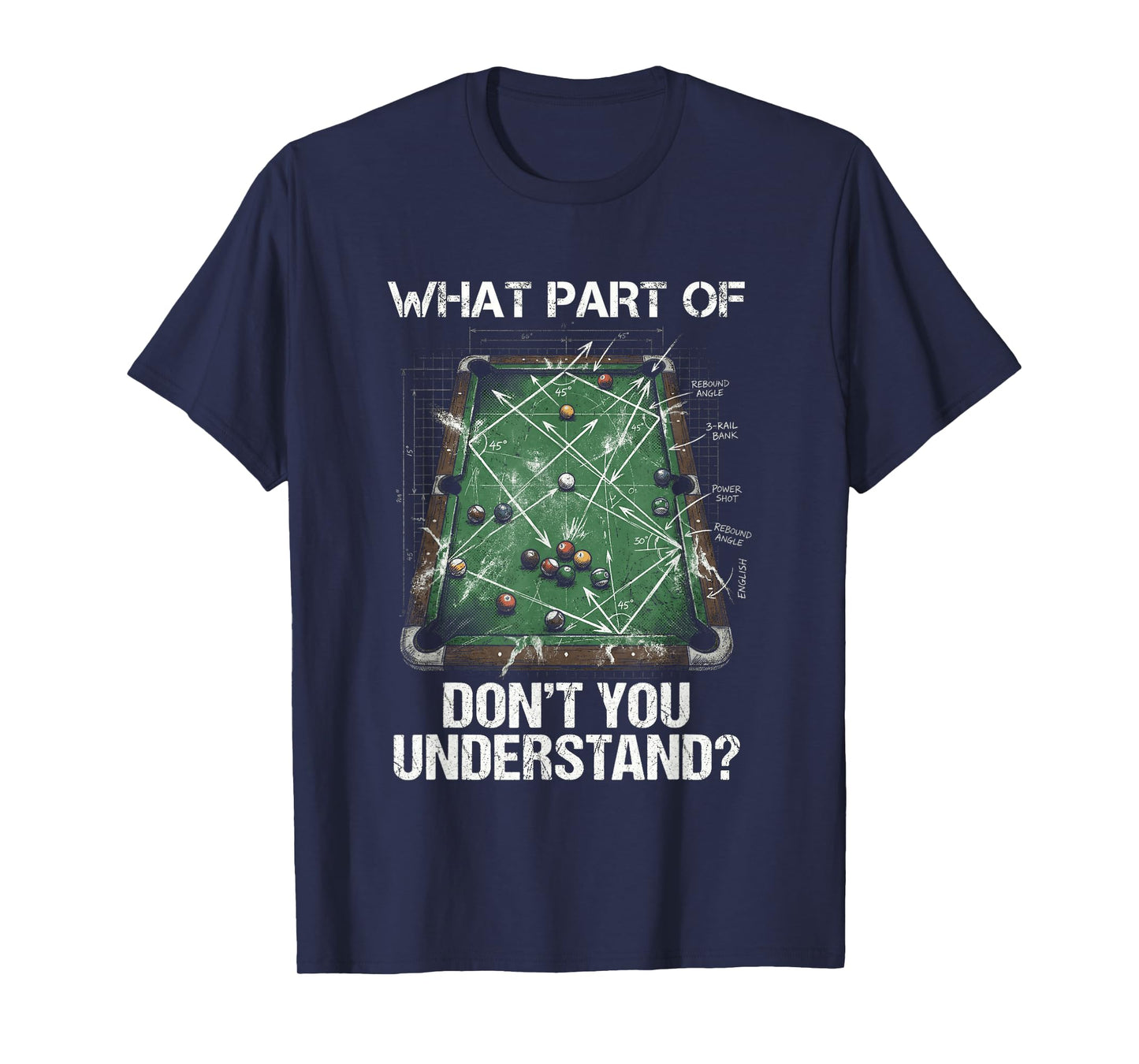 Pool Table Cue Sports Humor Funny Billiards Blueprint T-Shirt