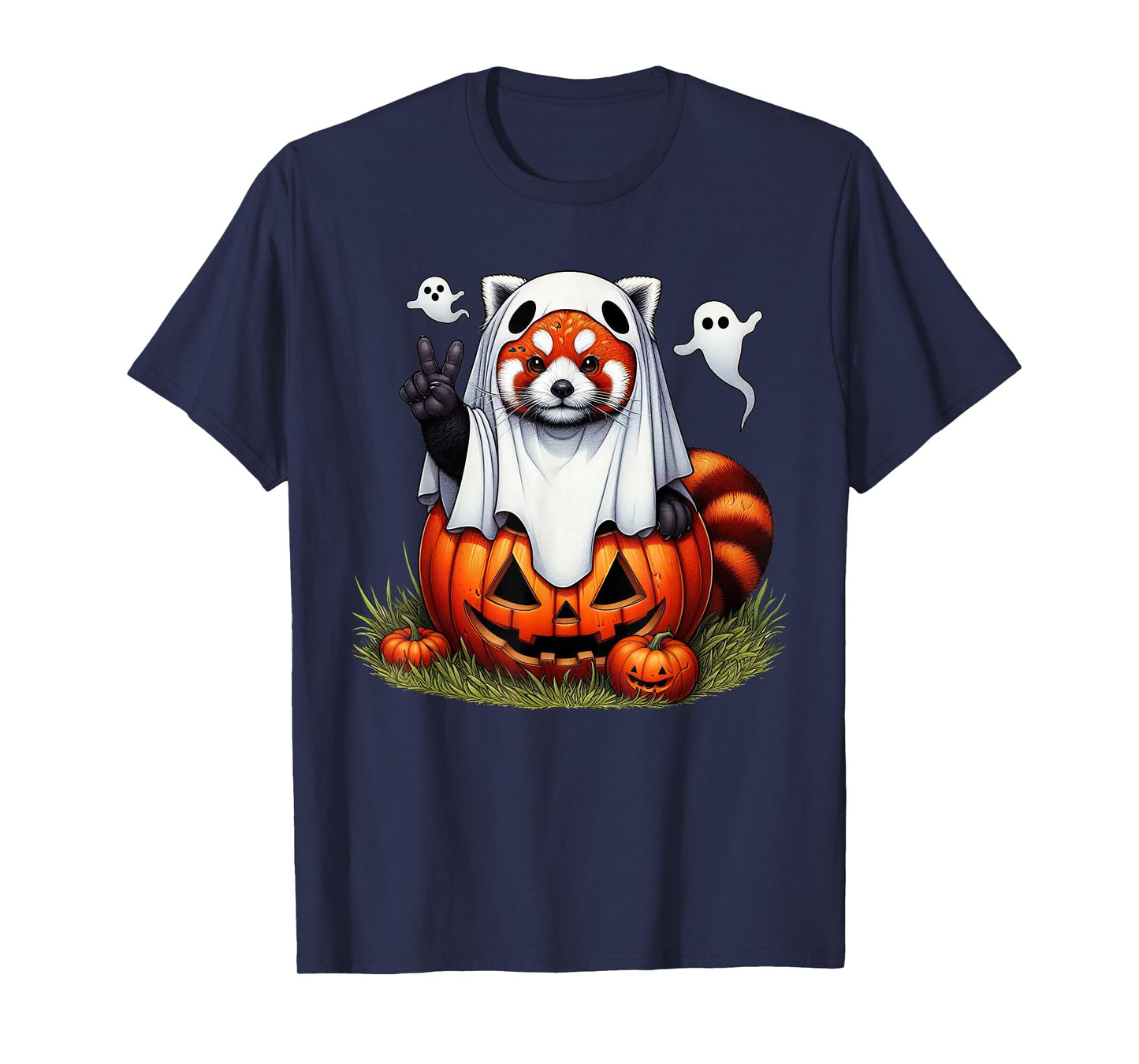 Funny Red Panda Ghost Boo Halloween Womens Mens Kids T-Shirt