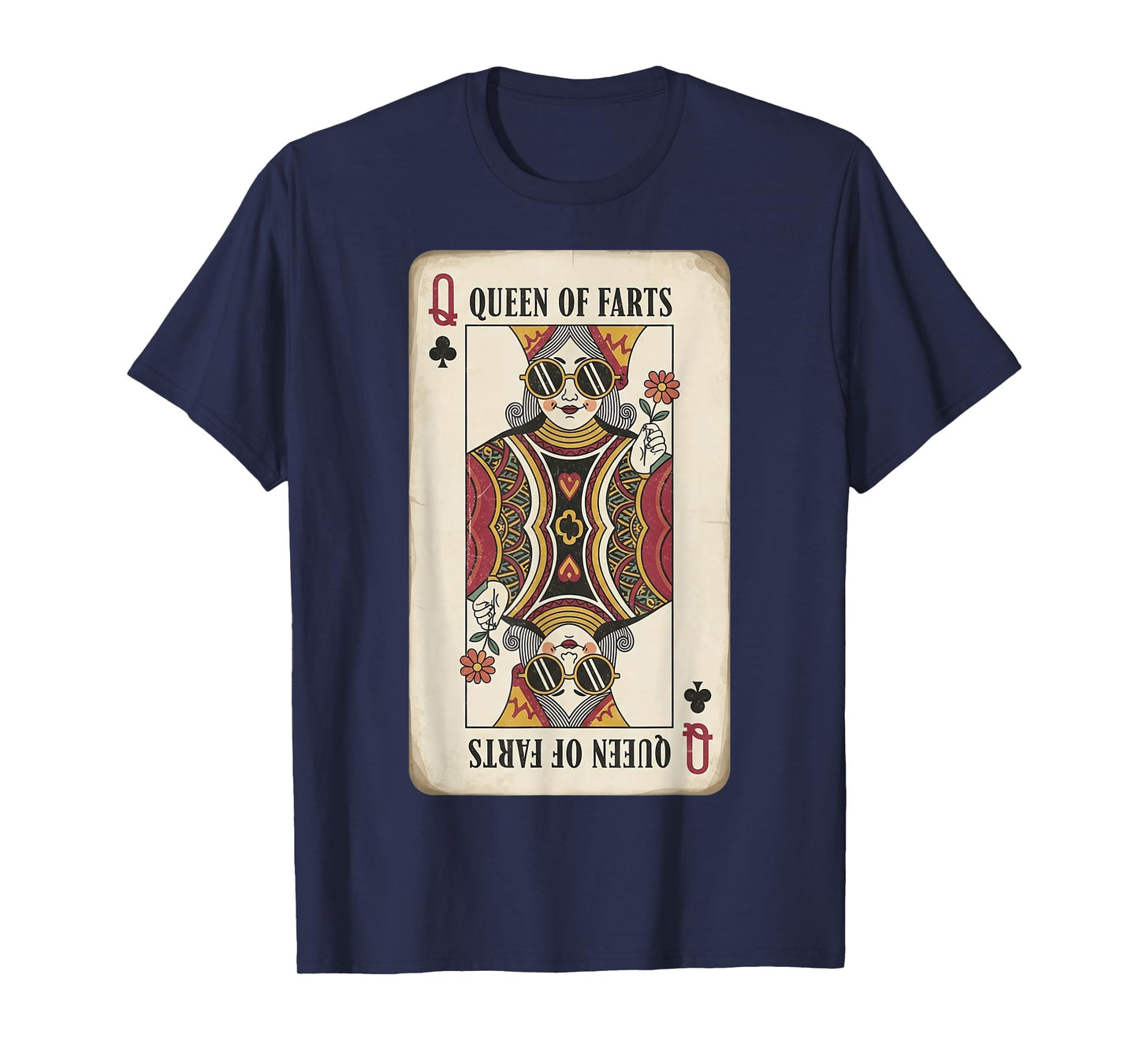 Queen of Farts Funny Playing Card Humor for Women Vintage T-Shirt
