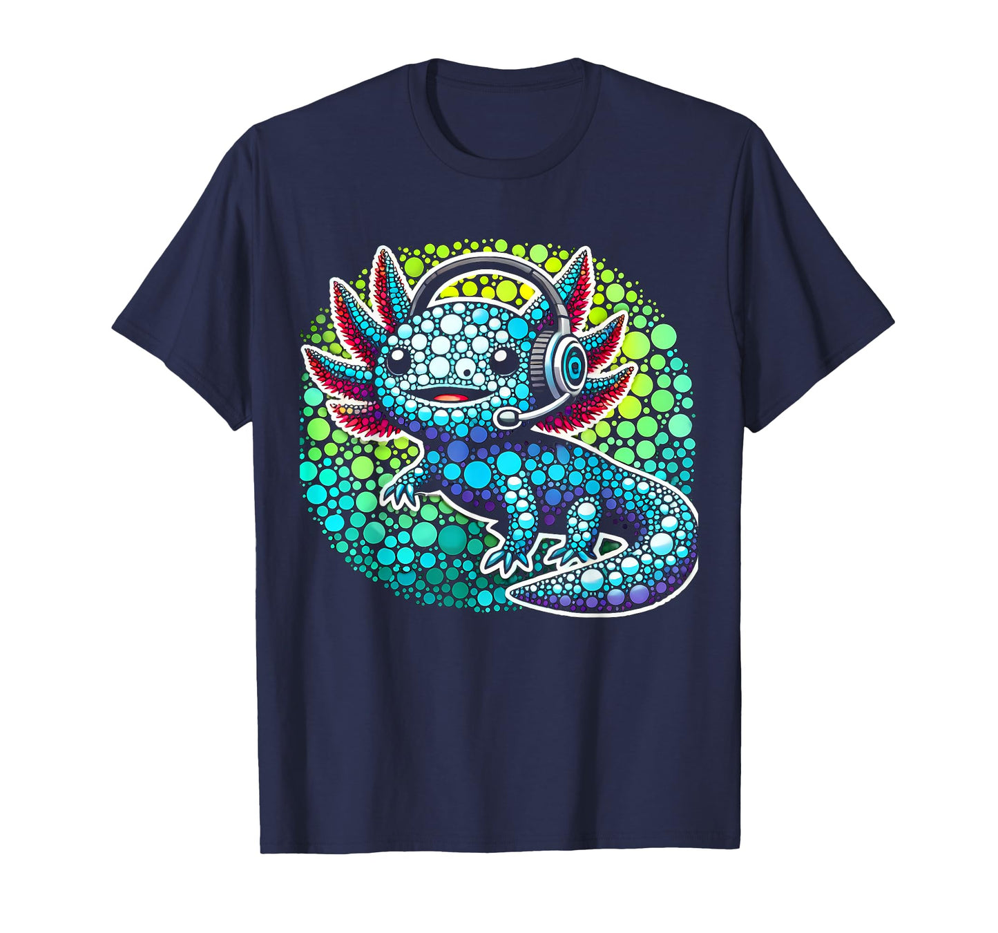 Gamer Axolotl Polka Dot Video Games Day Headphone Boys Youth T-Shirt