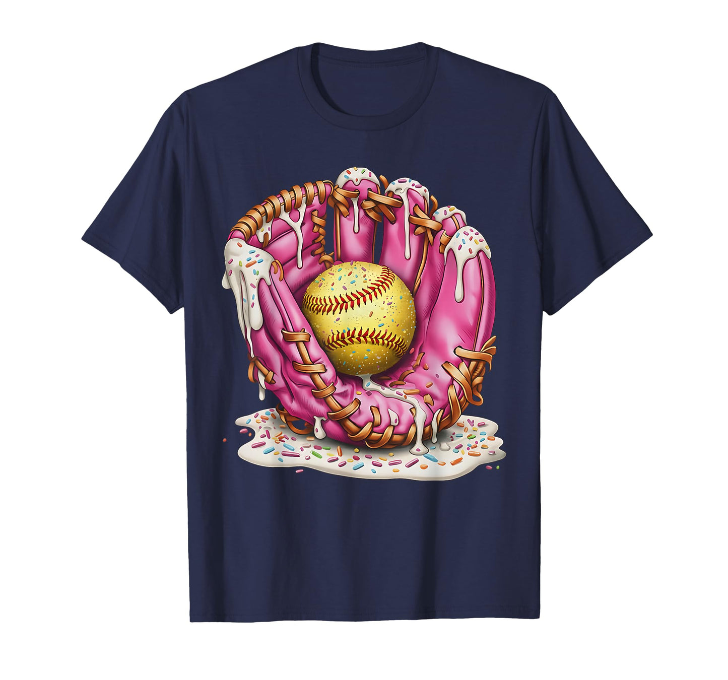 Softball Drip Ice Cream Sprinkles Softball Glove Game Day T-Shirt