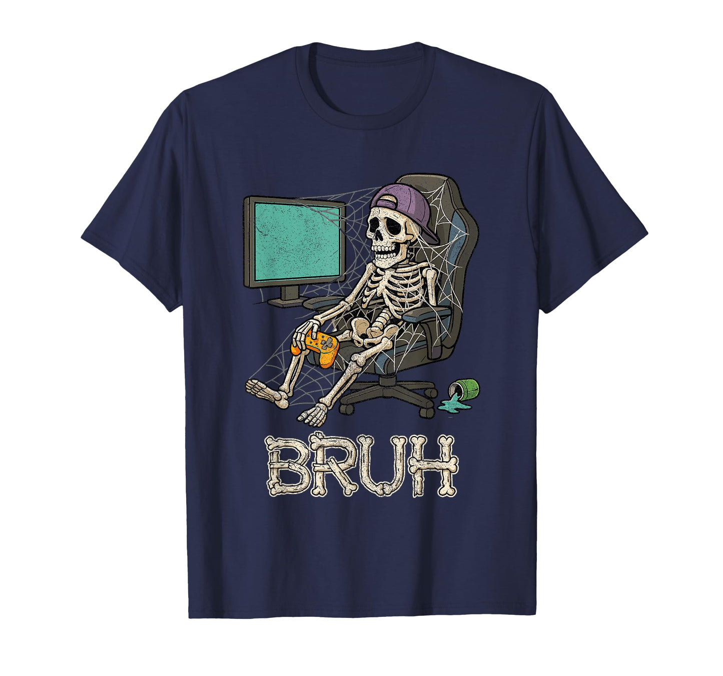 Funny Gamer Skeleton Gamer Teen Boys Video Gaming Bruh T-Shirt