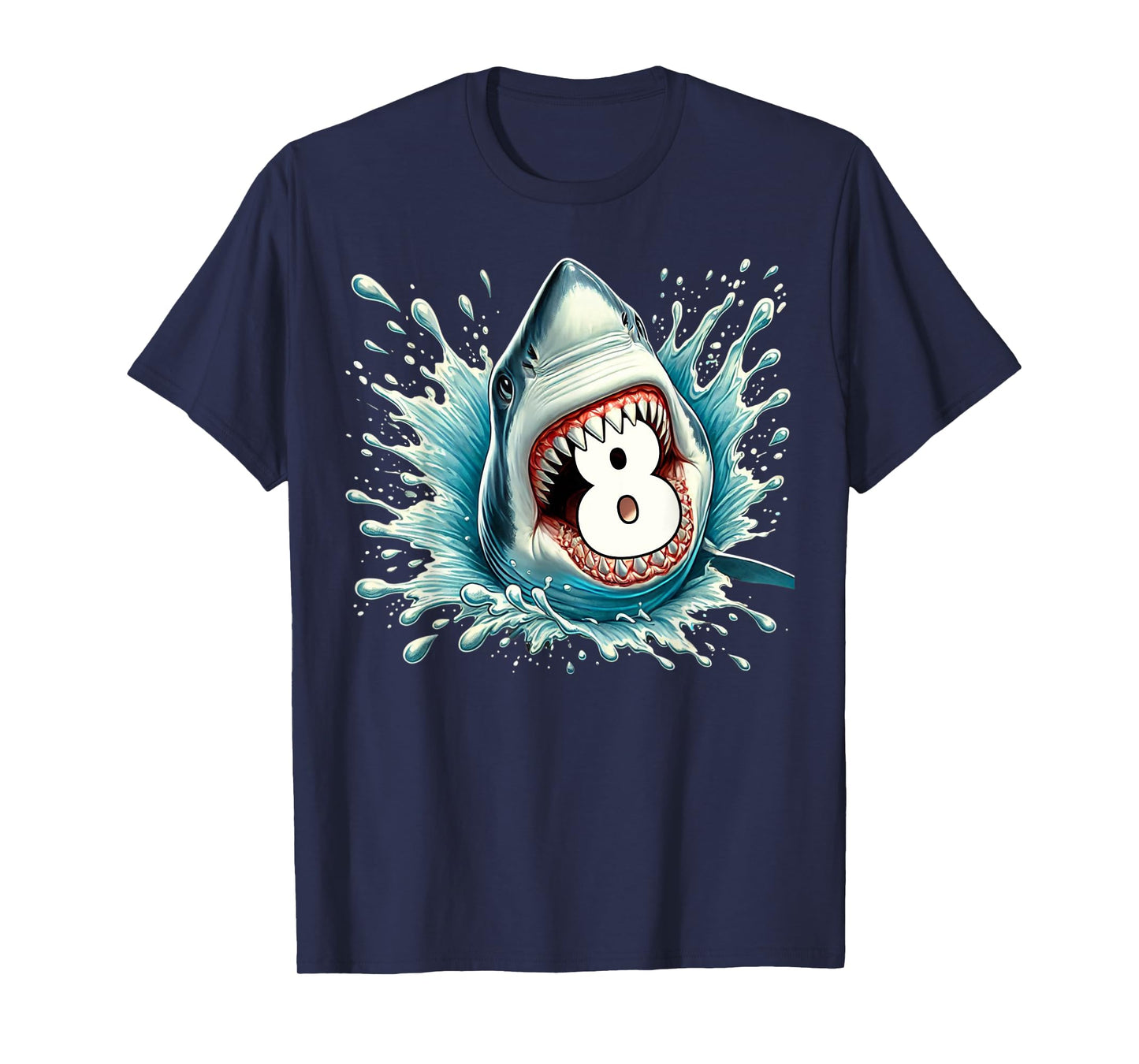 Funny 8th Birthday Eight Years Old Bday Shark Lover T-Shirt