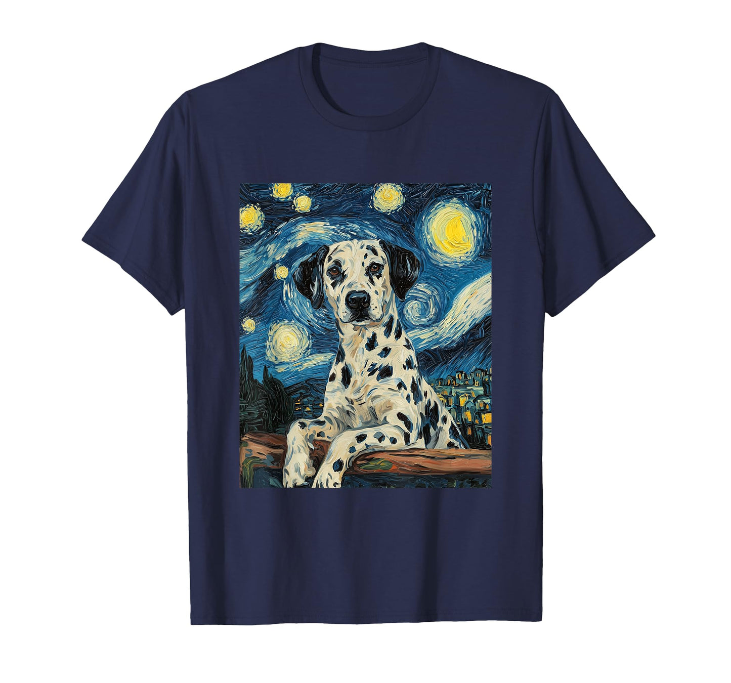 Cute Dalmatian Dog Doggy - Van Gogh Style - Starry Night Men Women Girls Kids T-Shirt