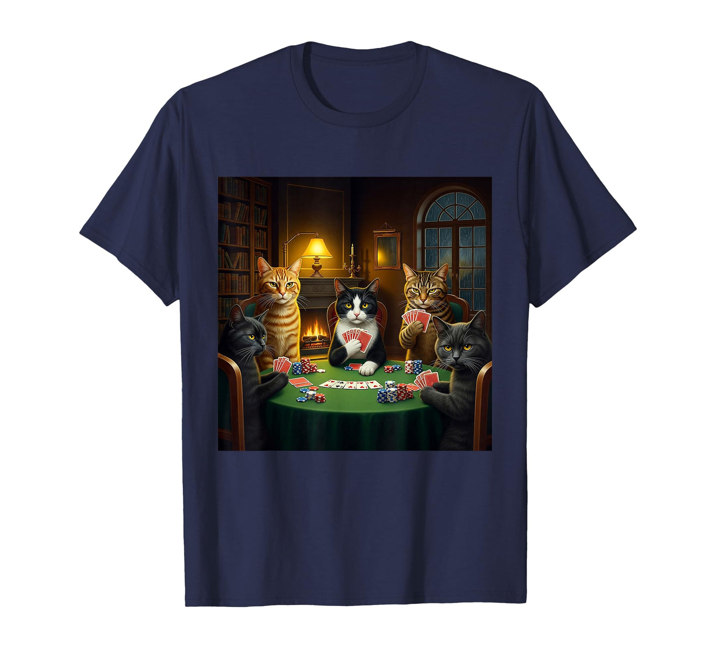 Vintage Cats Playing Poker Funny Cats Meme Graphic T-Shirt