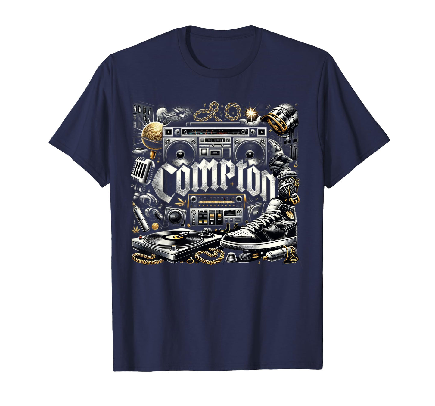 Compton NY Hip Hop Boombox Graphic Tee for Men Women T-Shirt