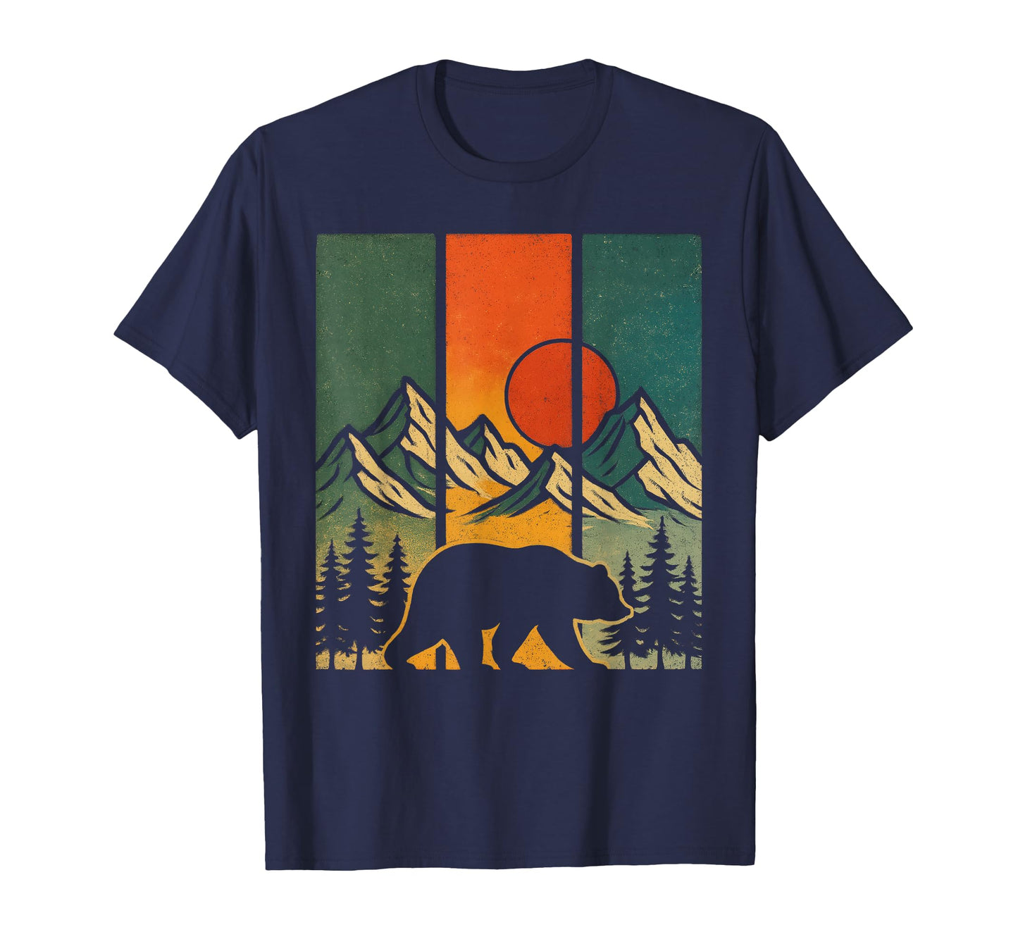 Retro Bear Graphic Tee Mountains Nature Outdoor Vintage T-Shirt