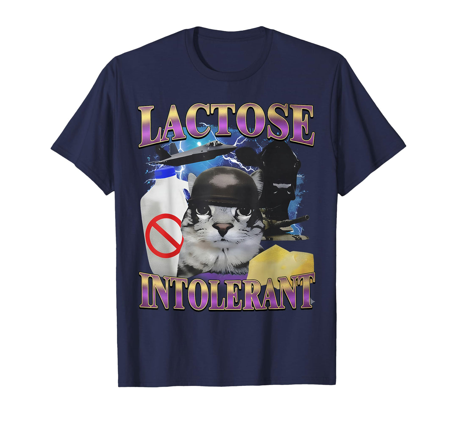 Funny Saying Lactose Intolerant Silly Cat Meme Cat Lover T-Shirt